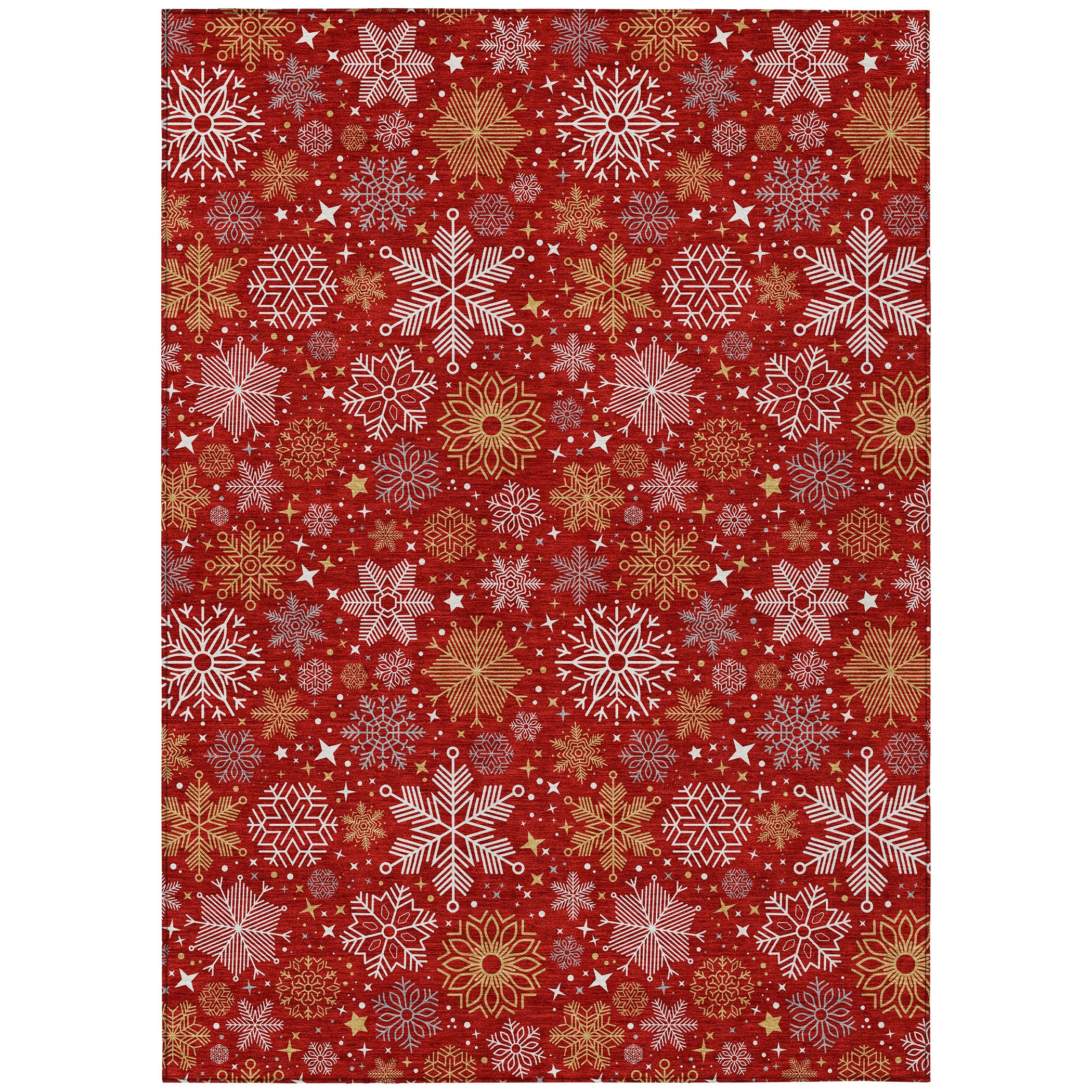 Luxury Machine Washable Indoor/Outdoor Holiday WN31 Red Rug 2'6" x 3'10" #shape_Rectangle