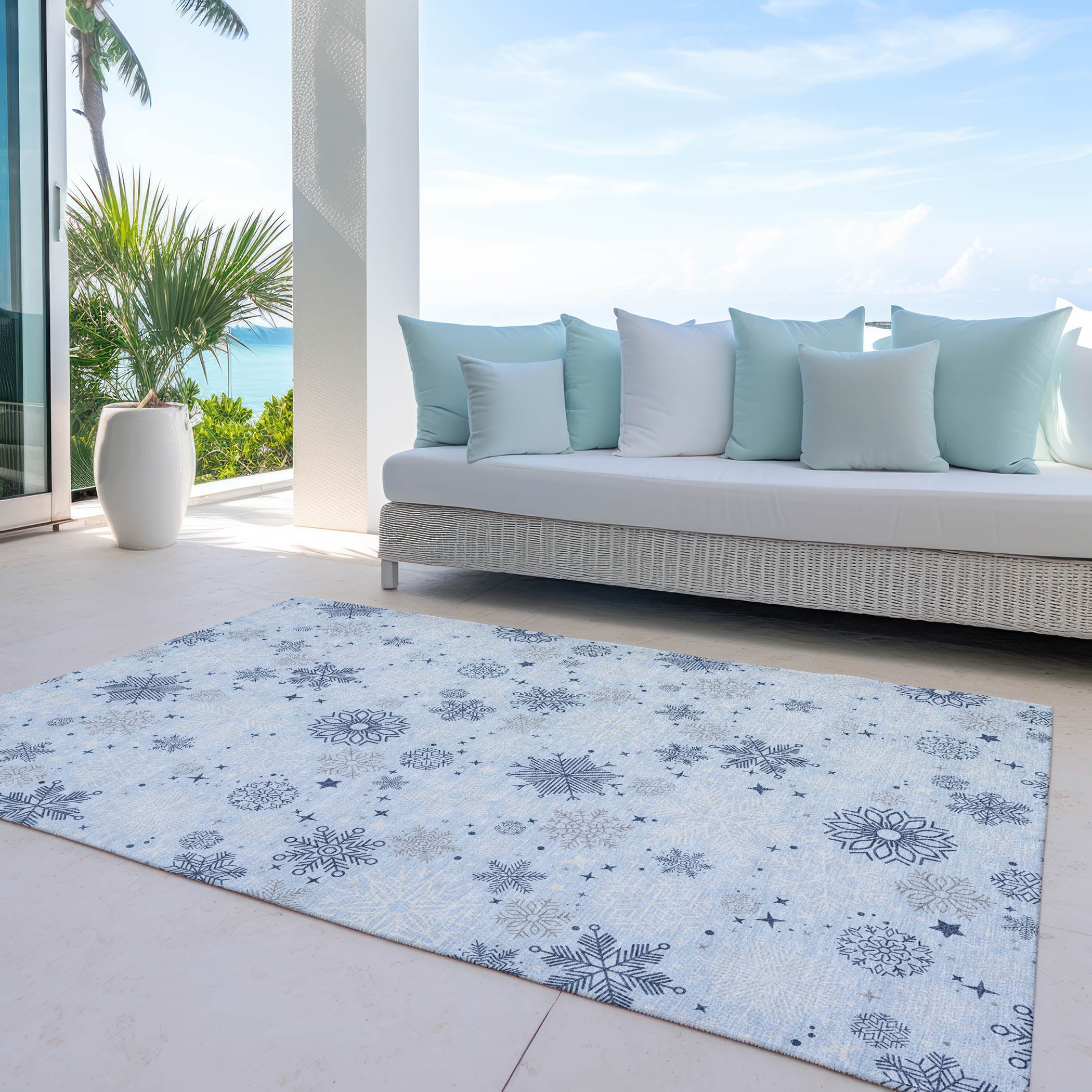 Luxury Machine Washable Indoor/Outdoor Holiday WN31 Sky Blue Rug 2'6" x 3'10" #shape_Rectangle