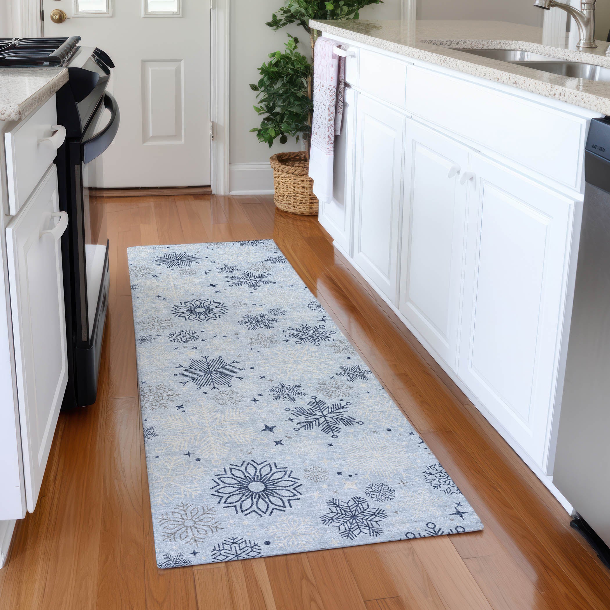 Luxury Machine Washable Indoor/Outdoor Holiday WN31 Sky Blue Rug 2'3" x 7'6" #shape_Runner