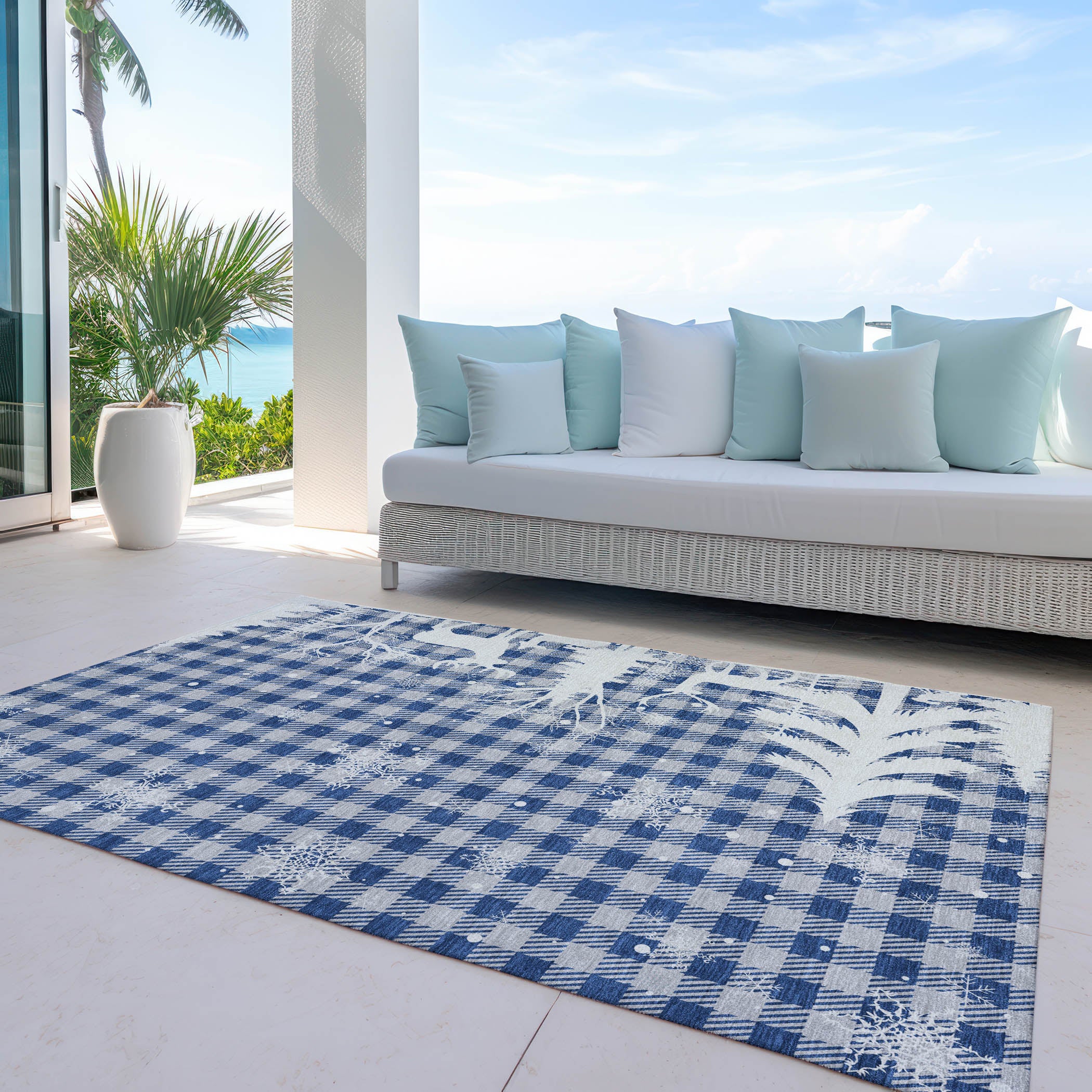 Luxury Machine Washable Indoor/Outdoor Holiday WN32 Blue Rug 2'6" x 3'10" #shape_Rectangle