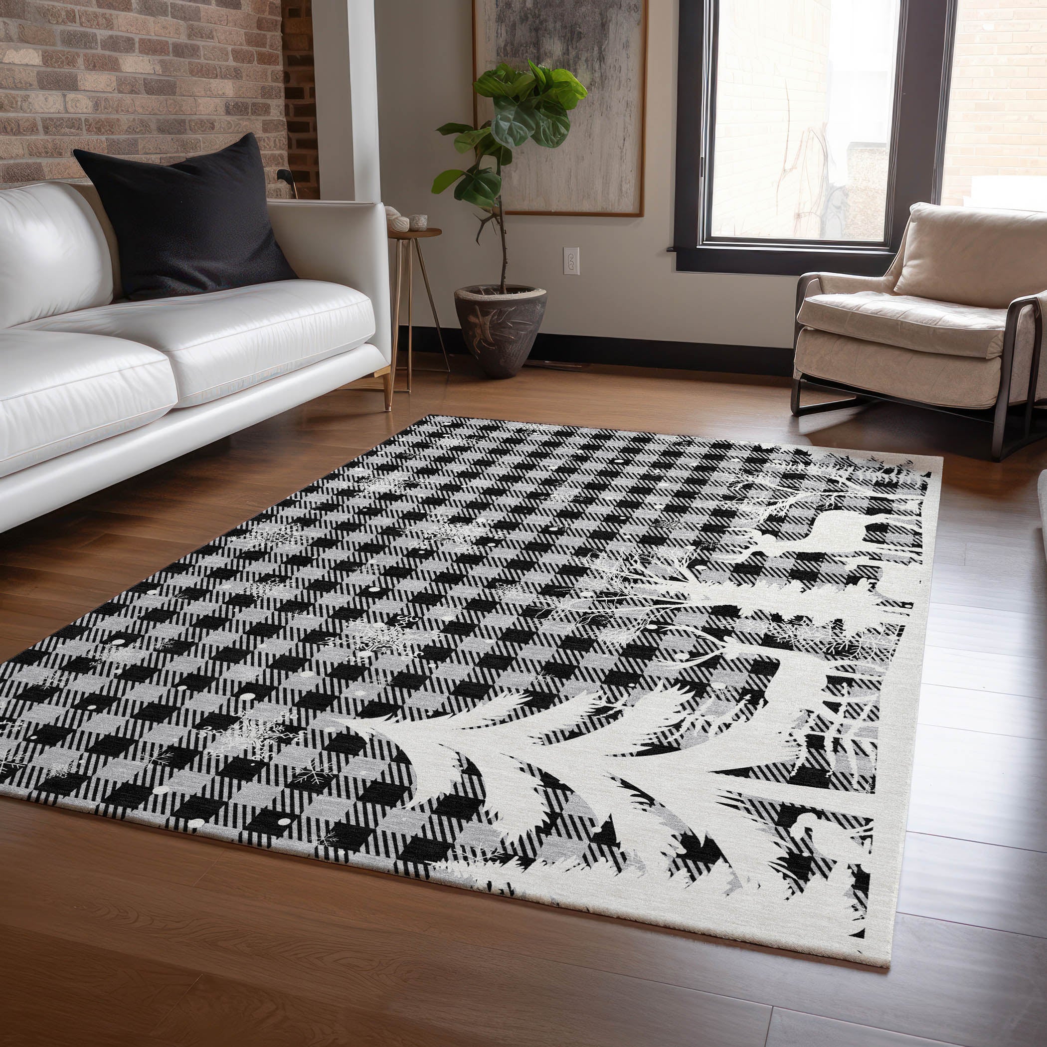 Luxury Machine Washable Indoor/Outdoor Holiday WN32 Gray Rug 2'6" x 3'10" #shape_Rectangle