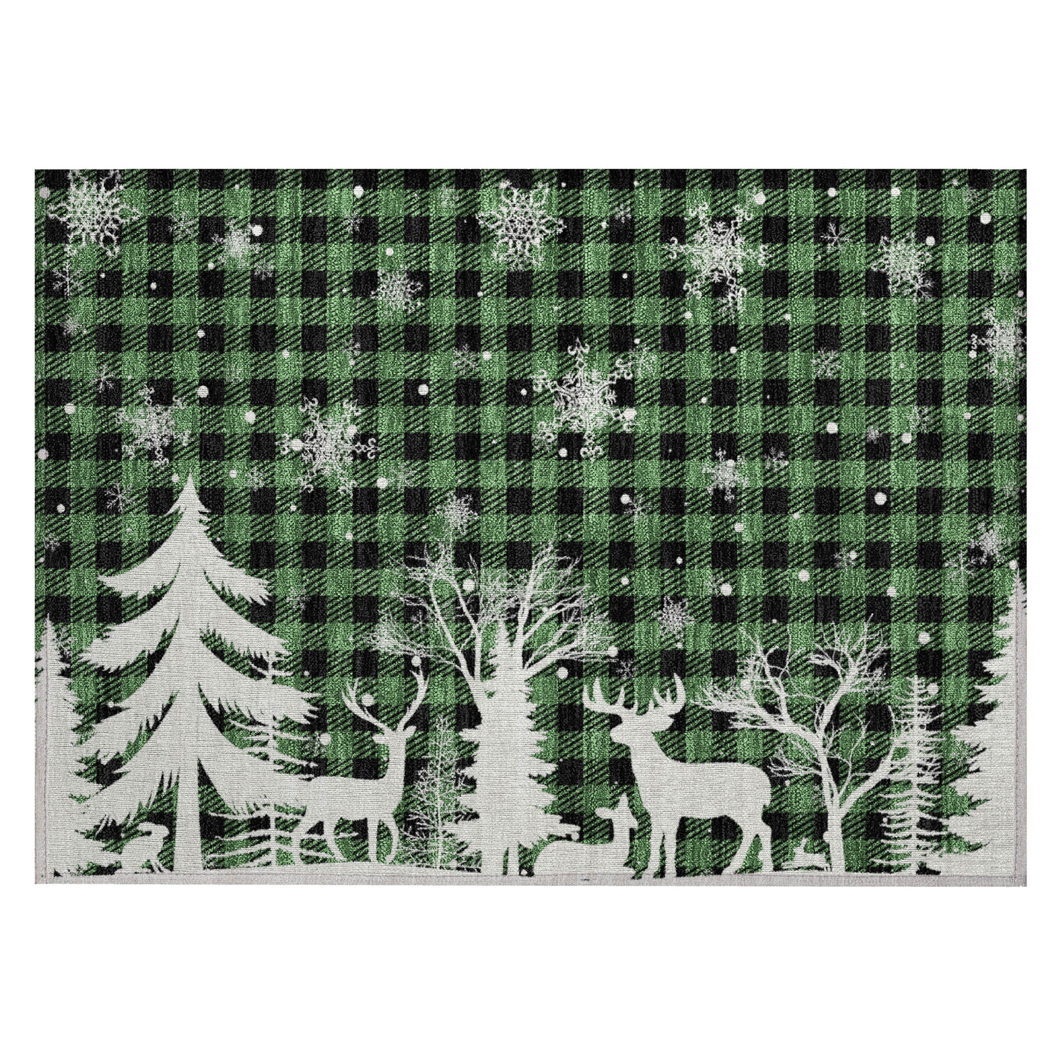 Luxury Machine Washable Indoor/Outdoor Holiday WN32 Green Rug 1'8" x 2'6" #shape_Rectangle