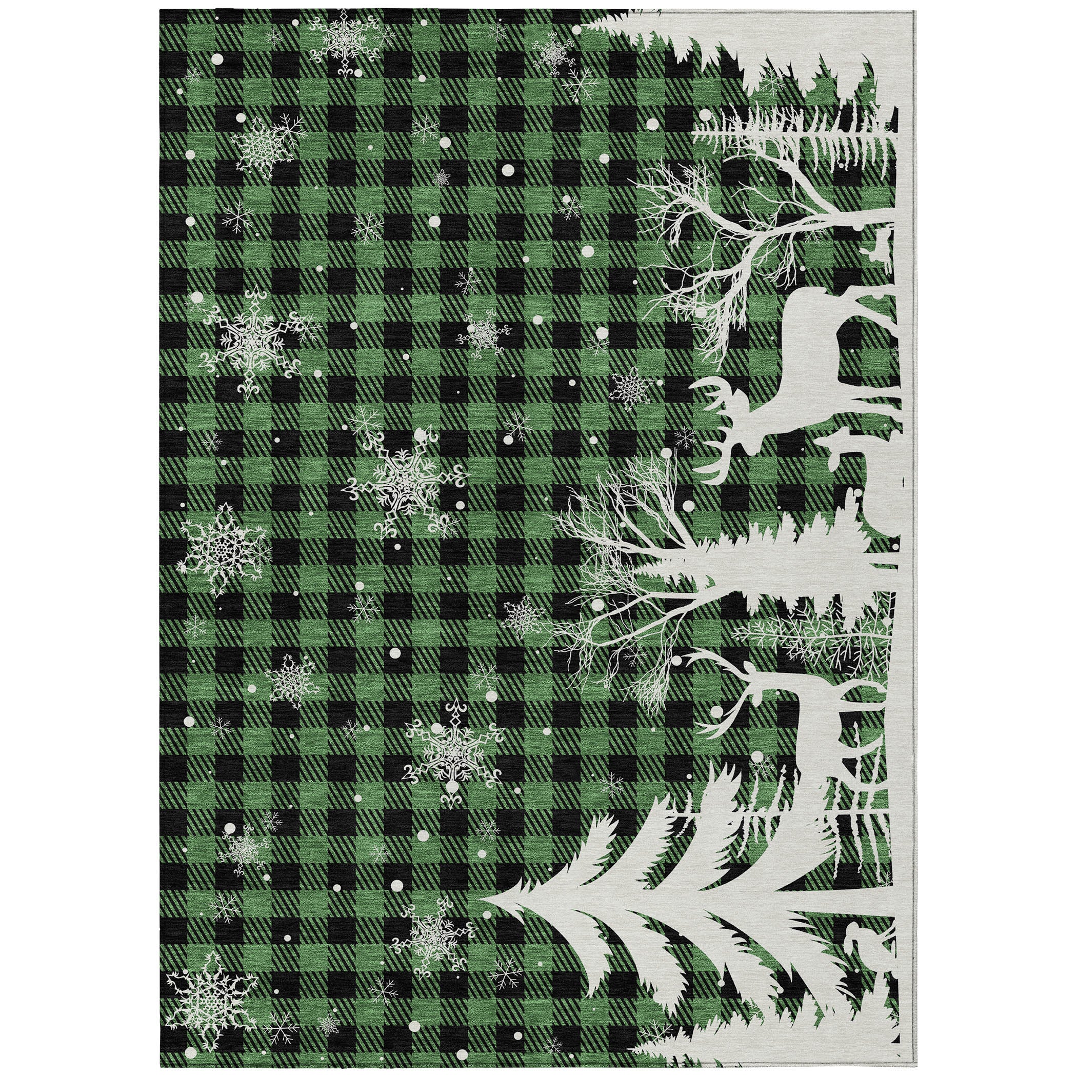 Luxury Machine Washable Indoor/Outdoor Holiday WN32 Green Rug 2'6" x 3'10" #shape_Rectangle