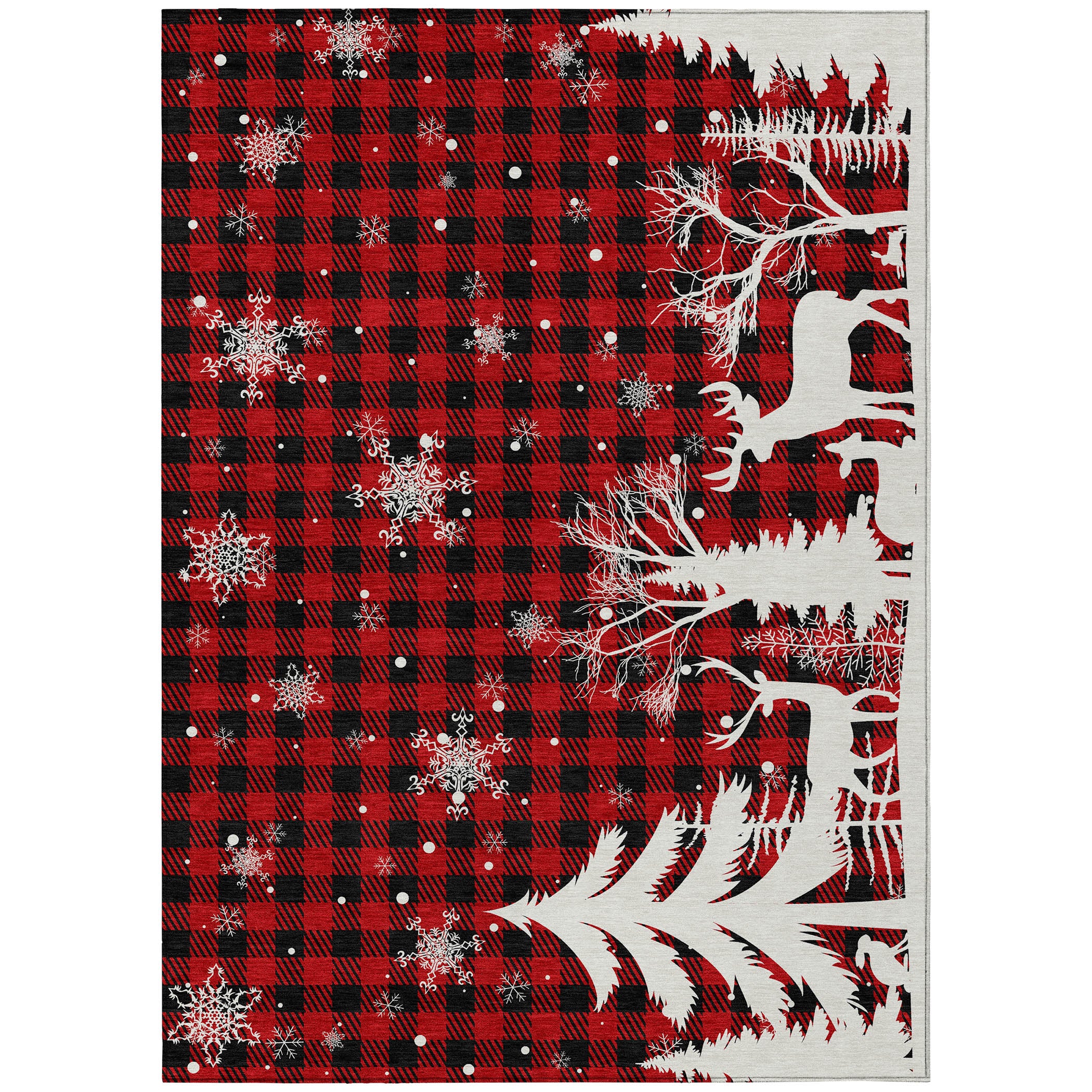 Luxury Machine Washable Indoor/Outdoor Holiday WN32 Red Rug 2'6" x 3'10" #shape_Rectangle