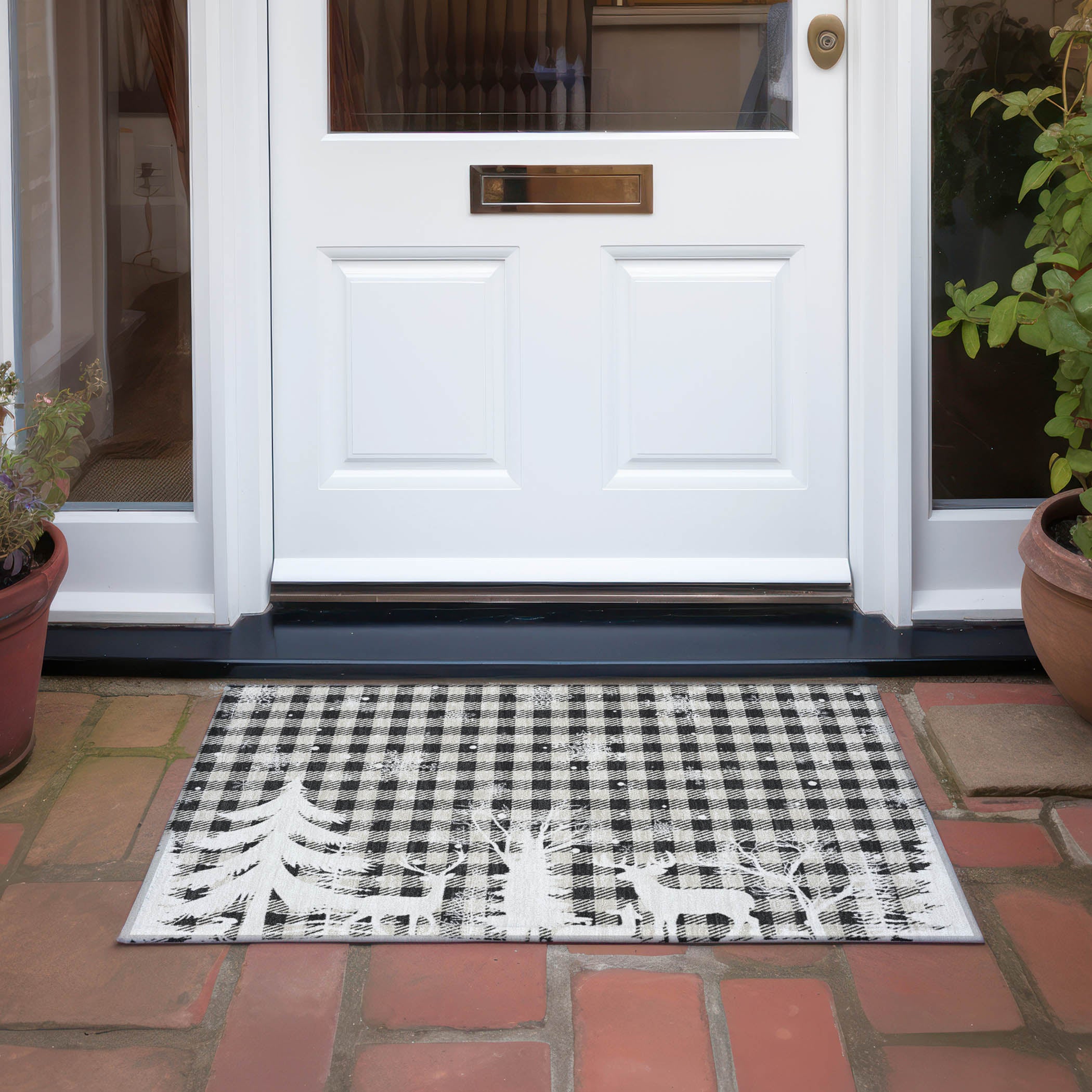 Luxury Machine Washable Indoor/Outdoor Holiday WN32 Taupe Brown Rug 1'8" x 2'6" #shape_Rectangle