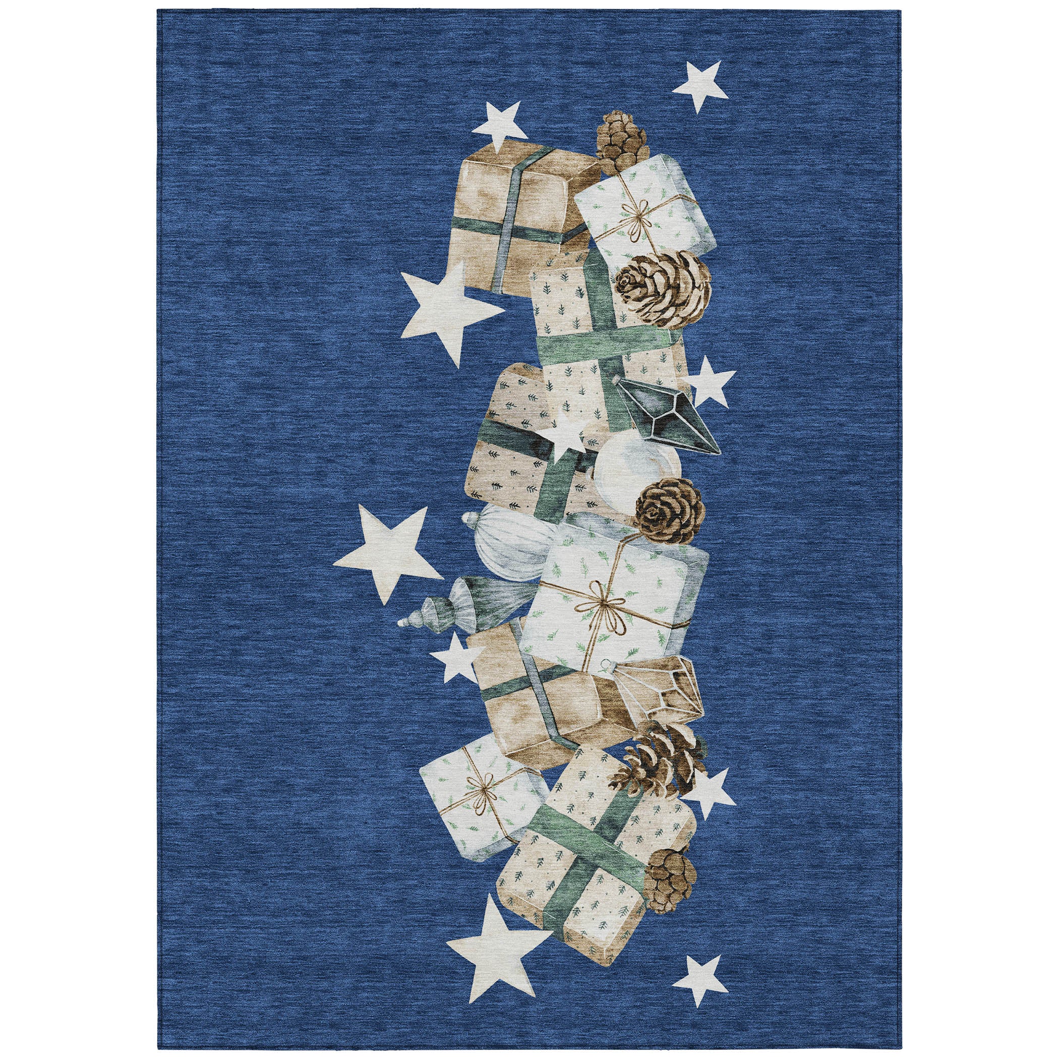 Luxury Machine Washable Indoor/Outdoor Holiday WN33 Navy Blue Rug 2'6" x 3'10" #shape_Rectangle