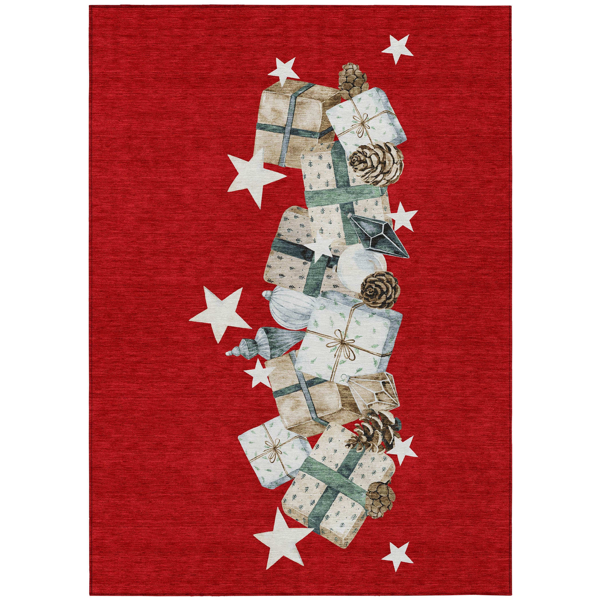 Luxury Machine Washable Indoor/Outdoor Holiday WN33 Red Rug 2'6" x 3'10" #shape_Rectangle