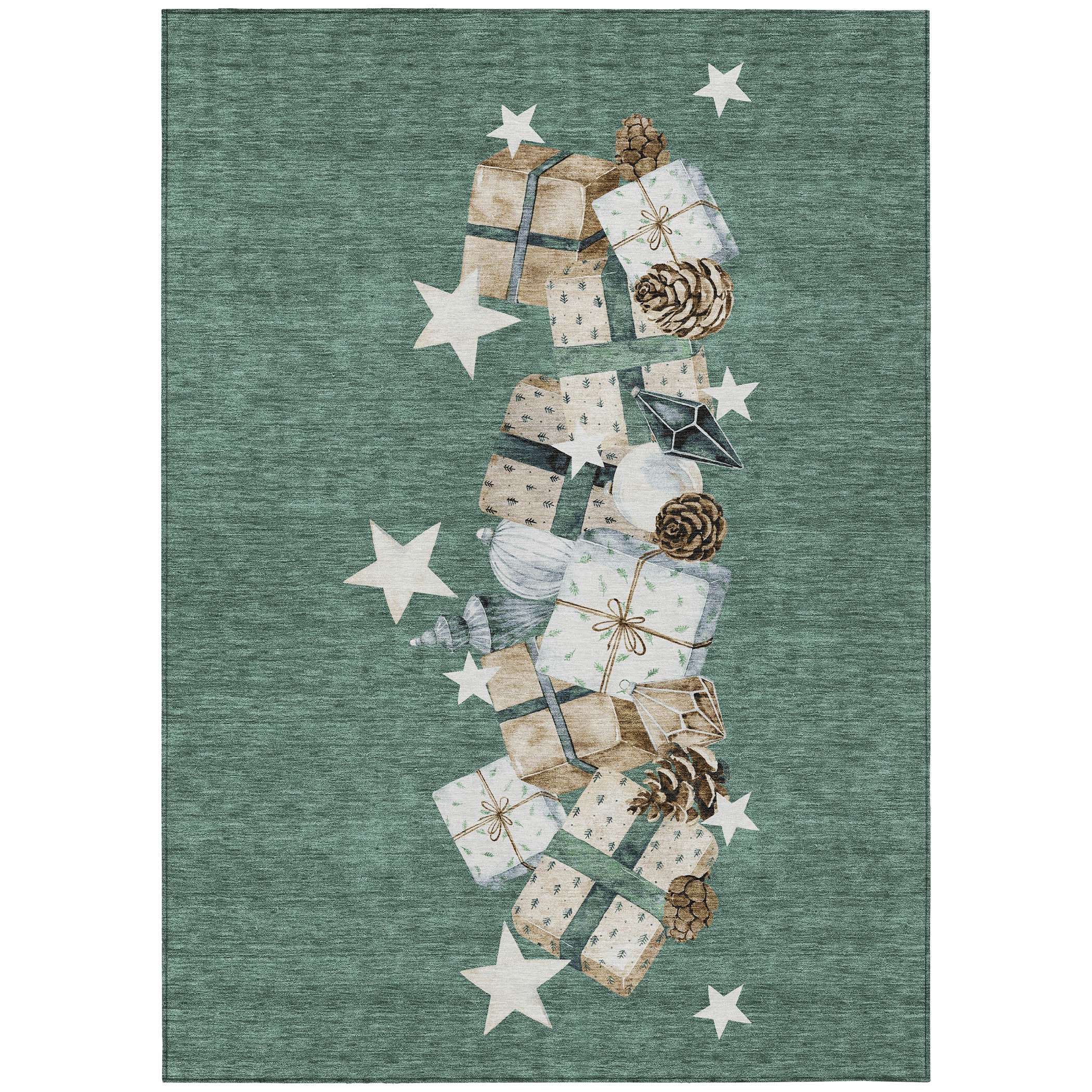Luxury Machine Washable Indoor/Outdoor Holiday WN33 Seafoam Blue Rug 2'6" x 3'10" #shape_Rectangle