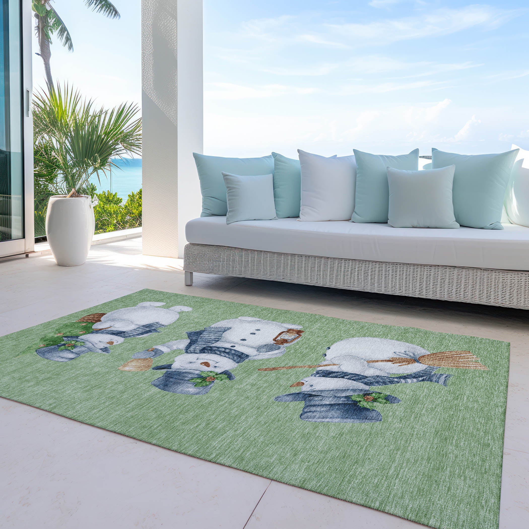Luxury Machine Washable Indoor/Outdoor Holiday WN34 Aloe Green Rug 2'6" x 3'10" #shape_Rectangle