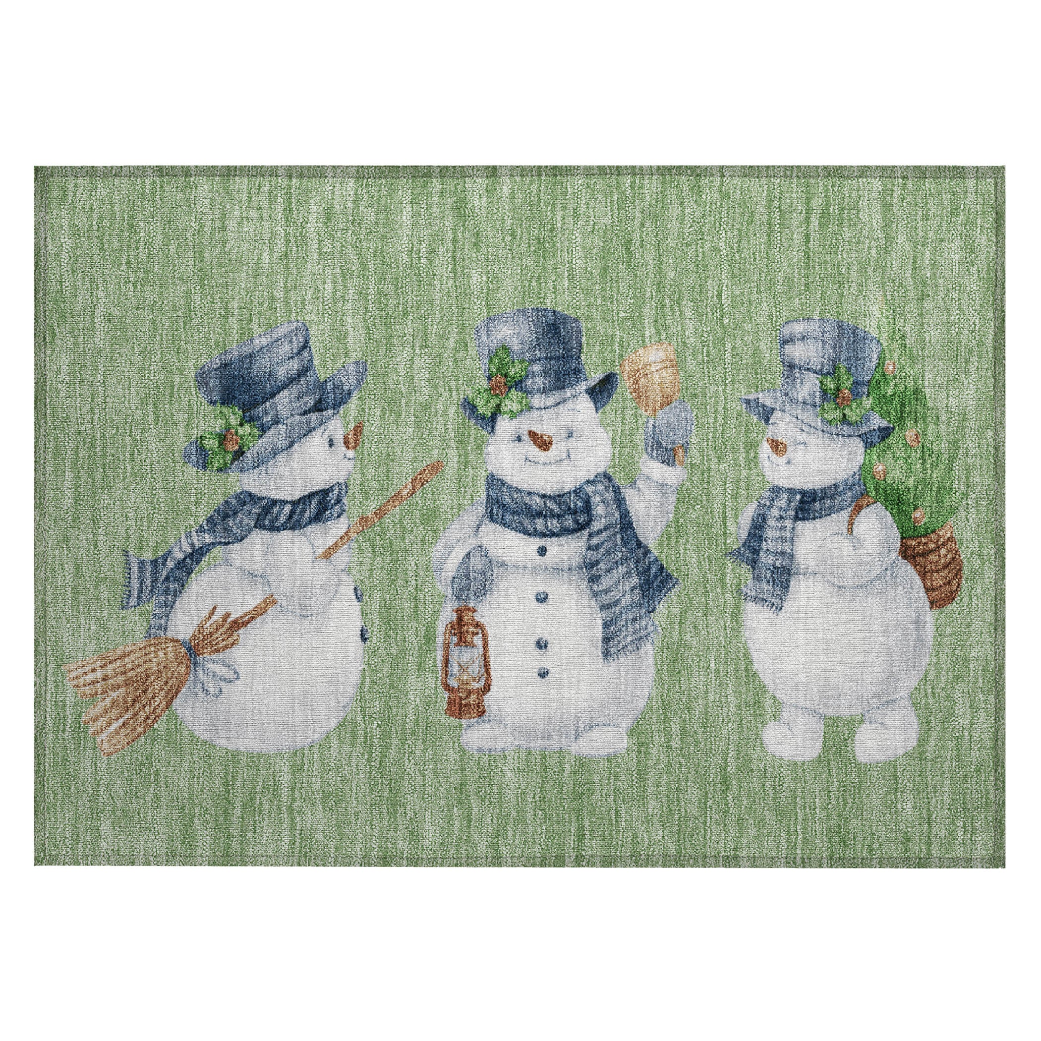 Luxury Machine Washable Indoor/Outdoor Holiday WN34 Aloe Green Rug 1'8" x 2'6" #shape_Rectangle