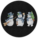 Luxury Machine Washable Indoor/Outdoor Holiday WN34 Black Rug 8' x 8' #shape_Round