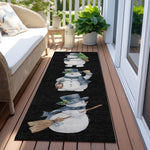 Luxury Machine Washable Indoor/Outdoor Holiday WN34 Black Rug 2'3" x 7'6" #shape_Runner