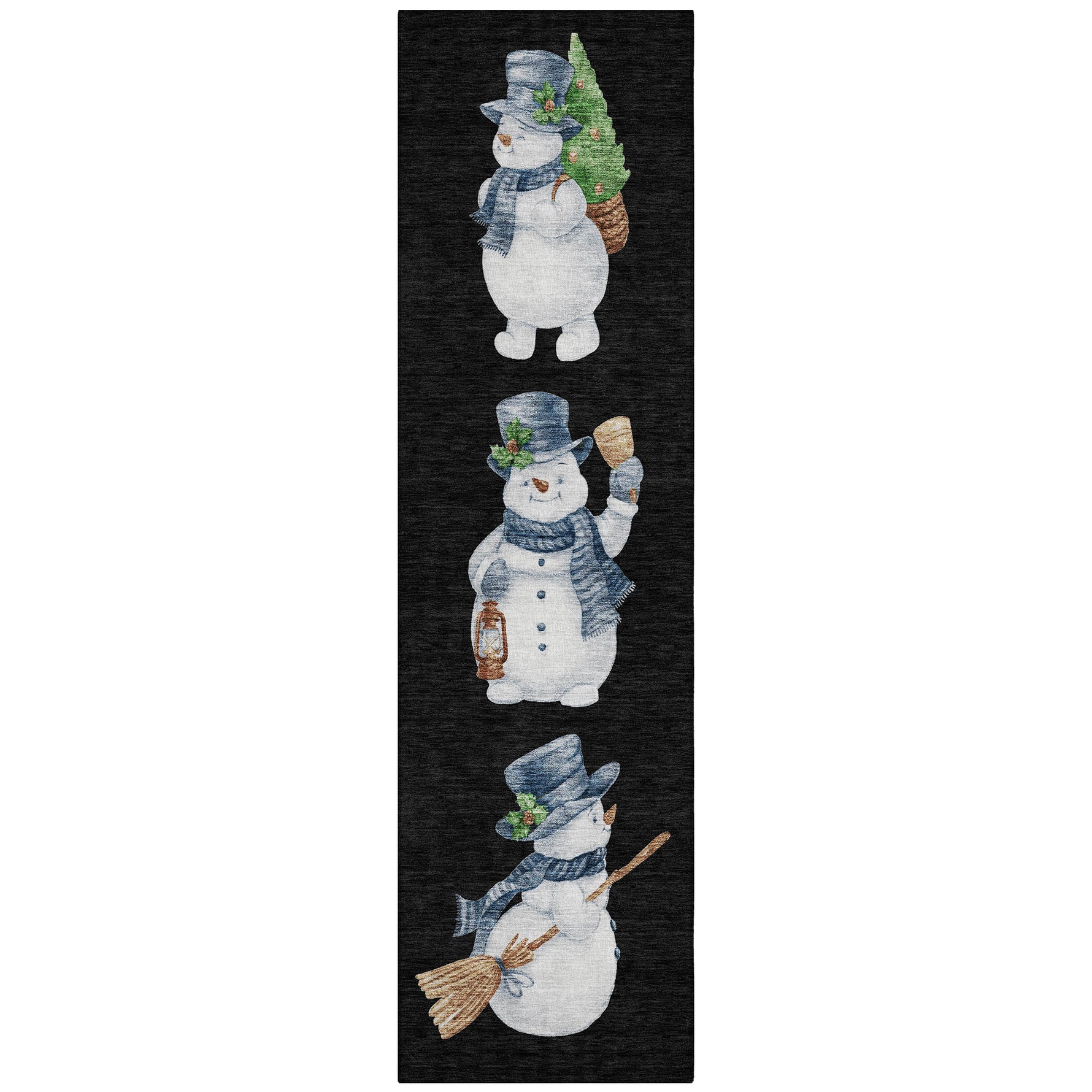 Luxury Machine Washable Indoor/Outdoor Holiday WN34 Black Rug 2'3" x 7'6" #shape_Runner