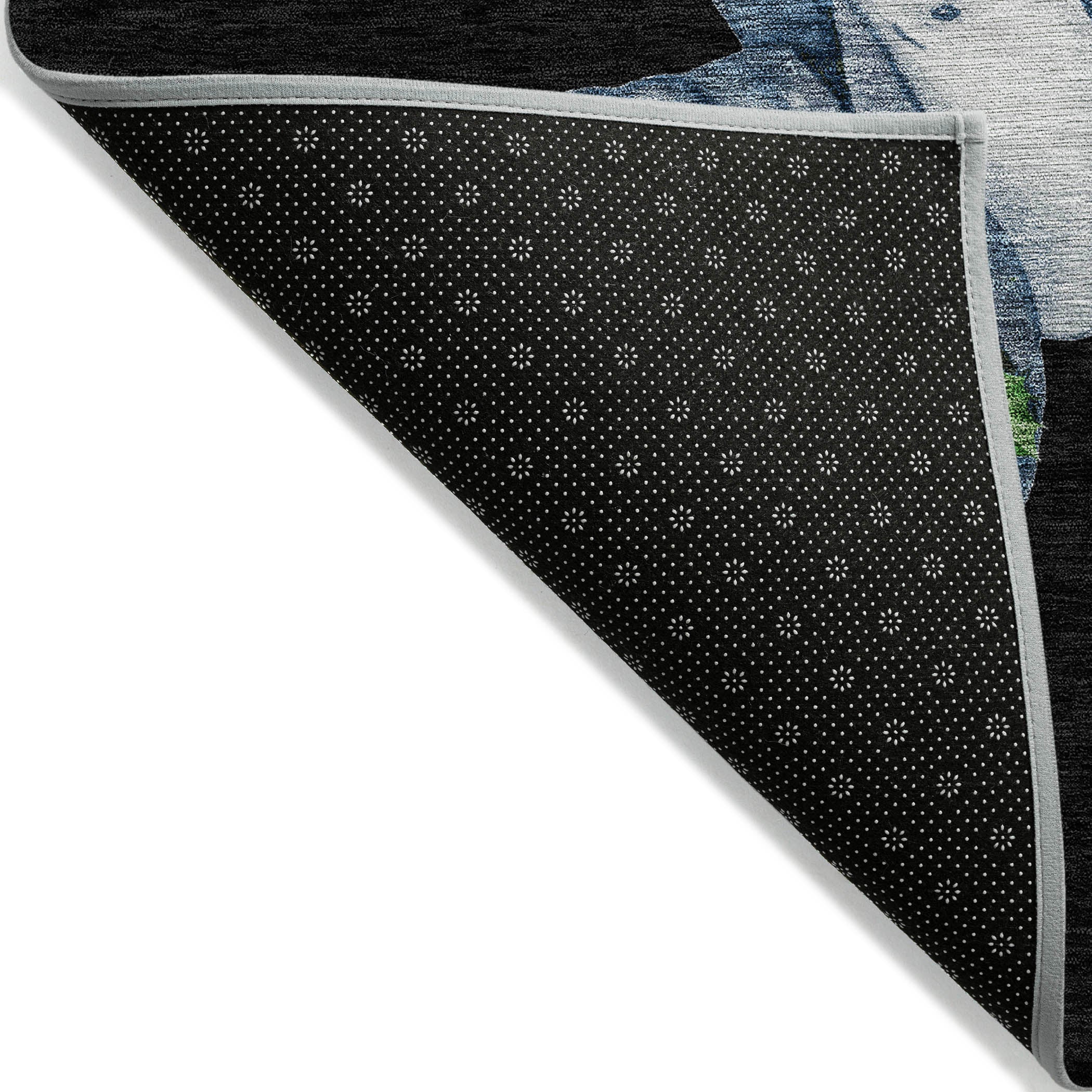 Luxury Machine Washable Indoor/Outdoor Holiday WN34 Black Rug 1'8" x 2'6" #shape_Rectangle