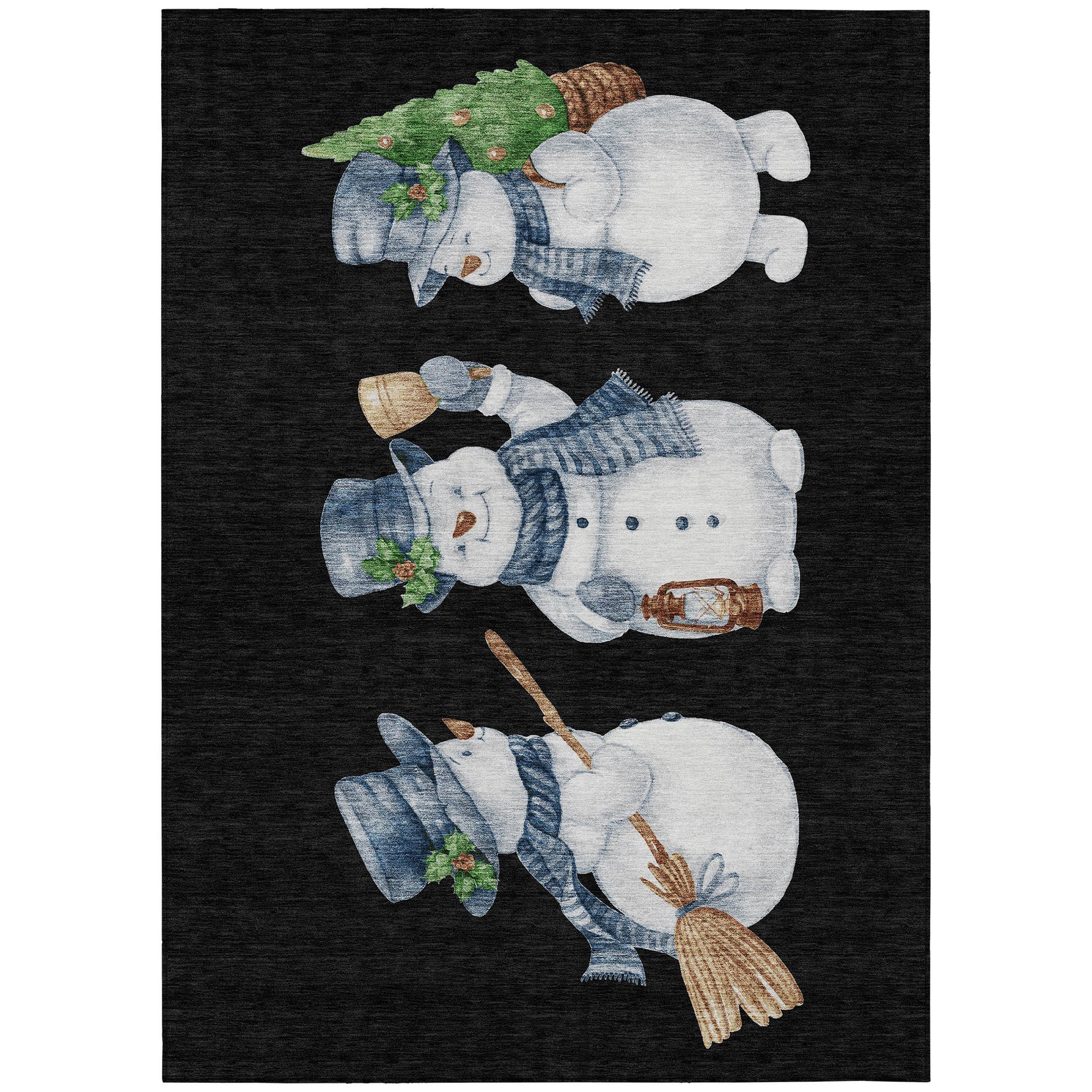 Luxury Machine Washable Indoor/Outdoor Holiday WN34 Black Rug 2'6" x 3'10" #shape_Rectangle