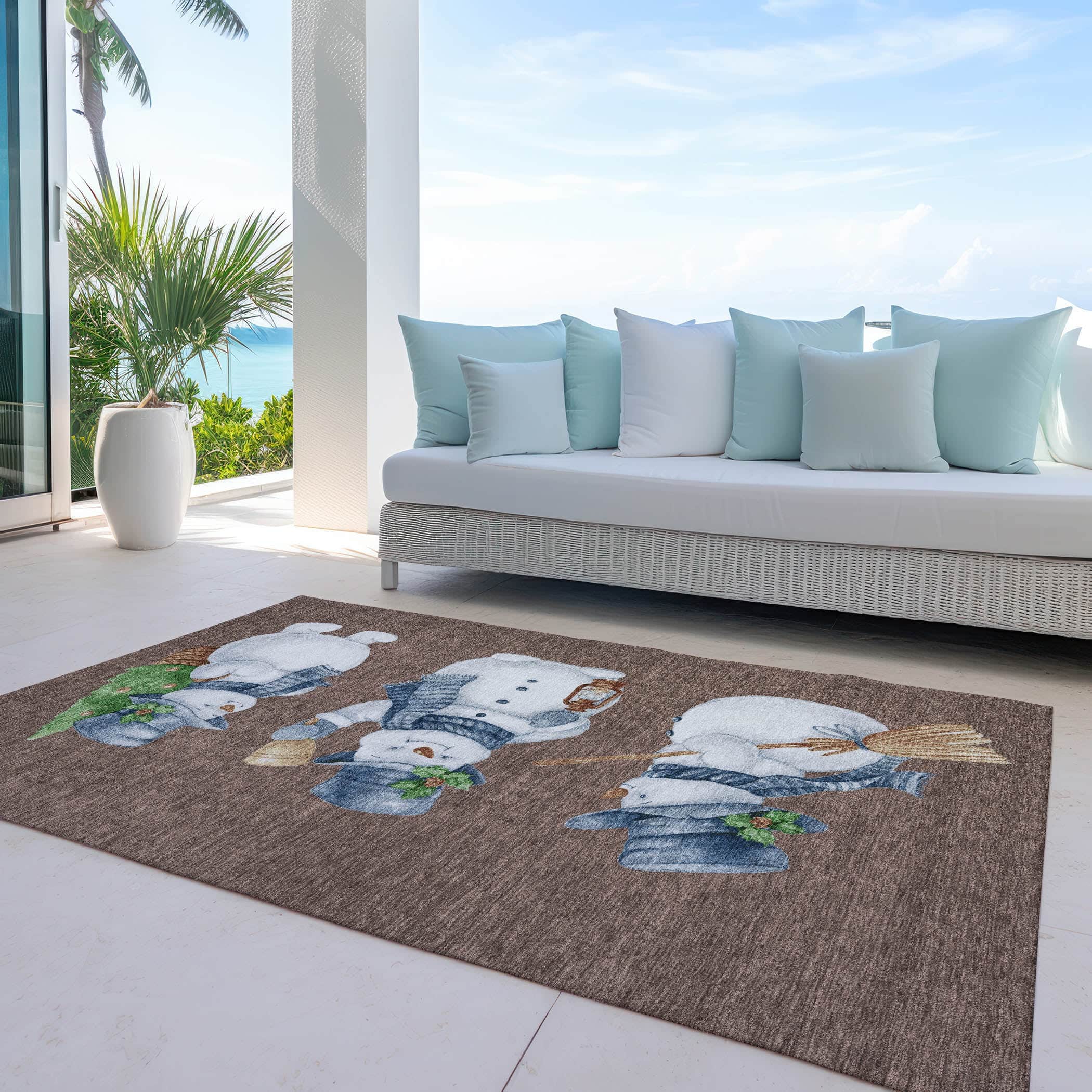 Luxury Machine Washable Indoor/Outdoor Holiday WN34 Brown Rug 2'6" x 3'10" #shape_Rectangle