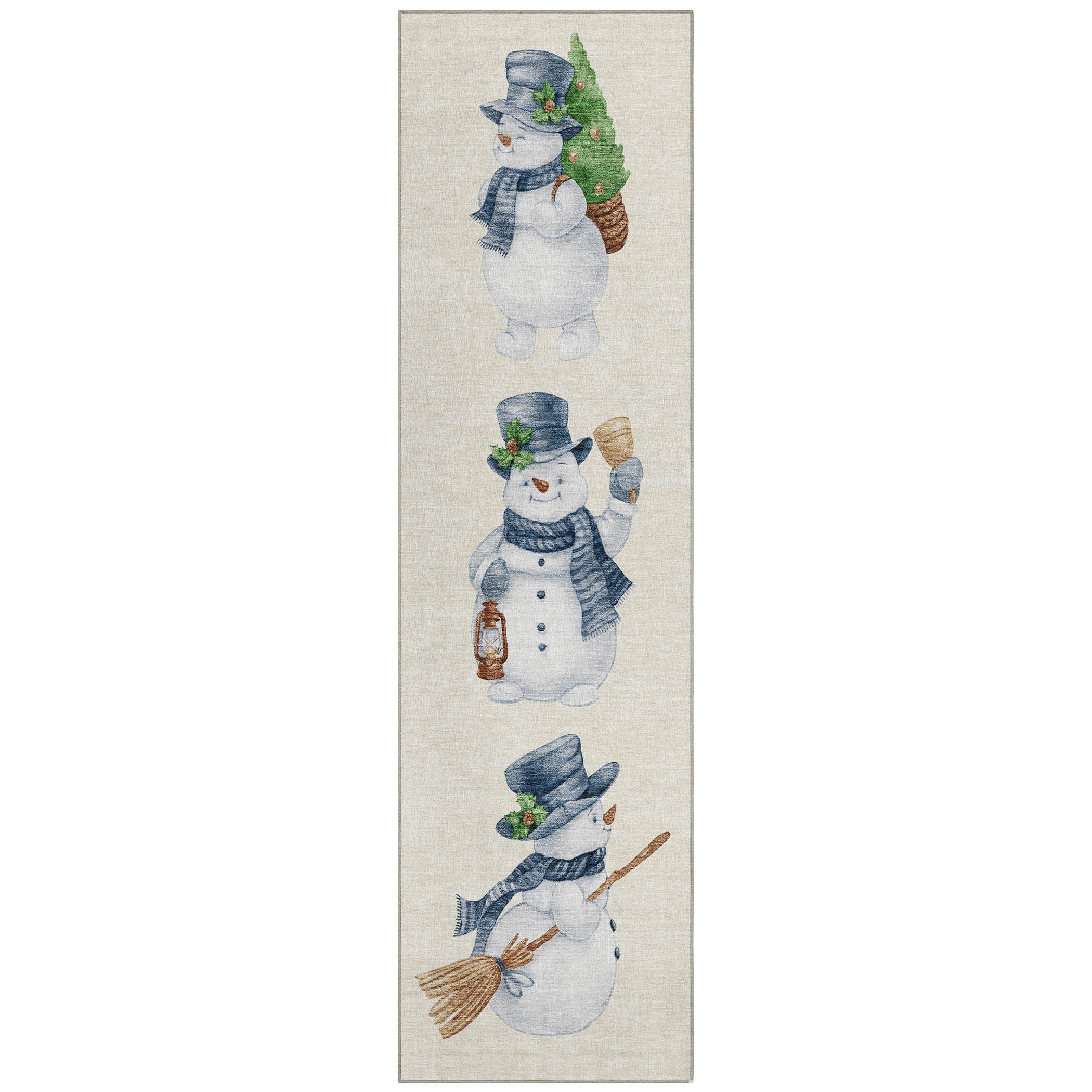 Luxury Machine Washable Indoor/Outdoor Holiday WN34 Ivory Rug 2'3" x 7'6" #shape_Runner