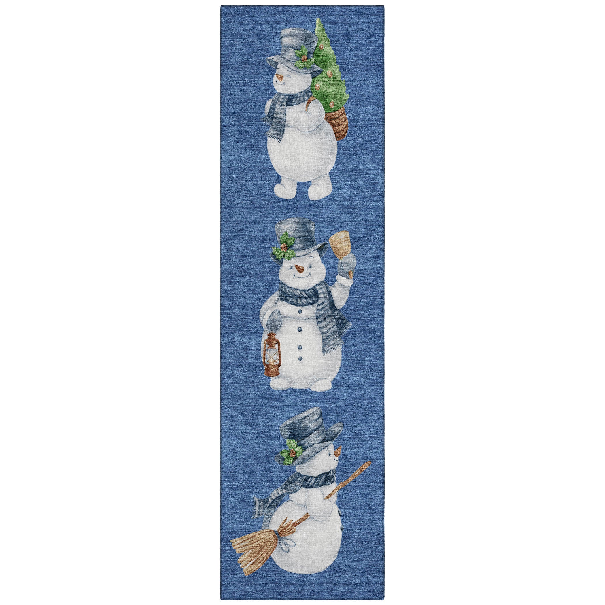 Luxury Machine Washable Indoor/Outdoor Holiday WN34 Navy Blue Rug 2'3" x 7'6" #shape_Runner