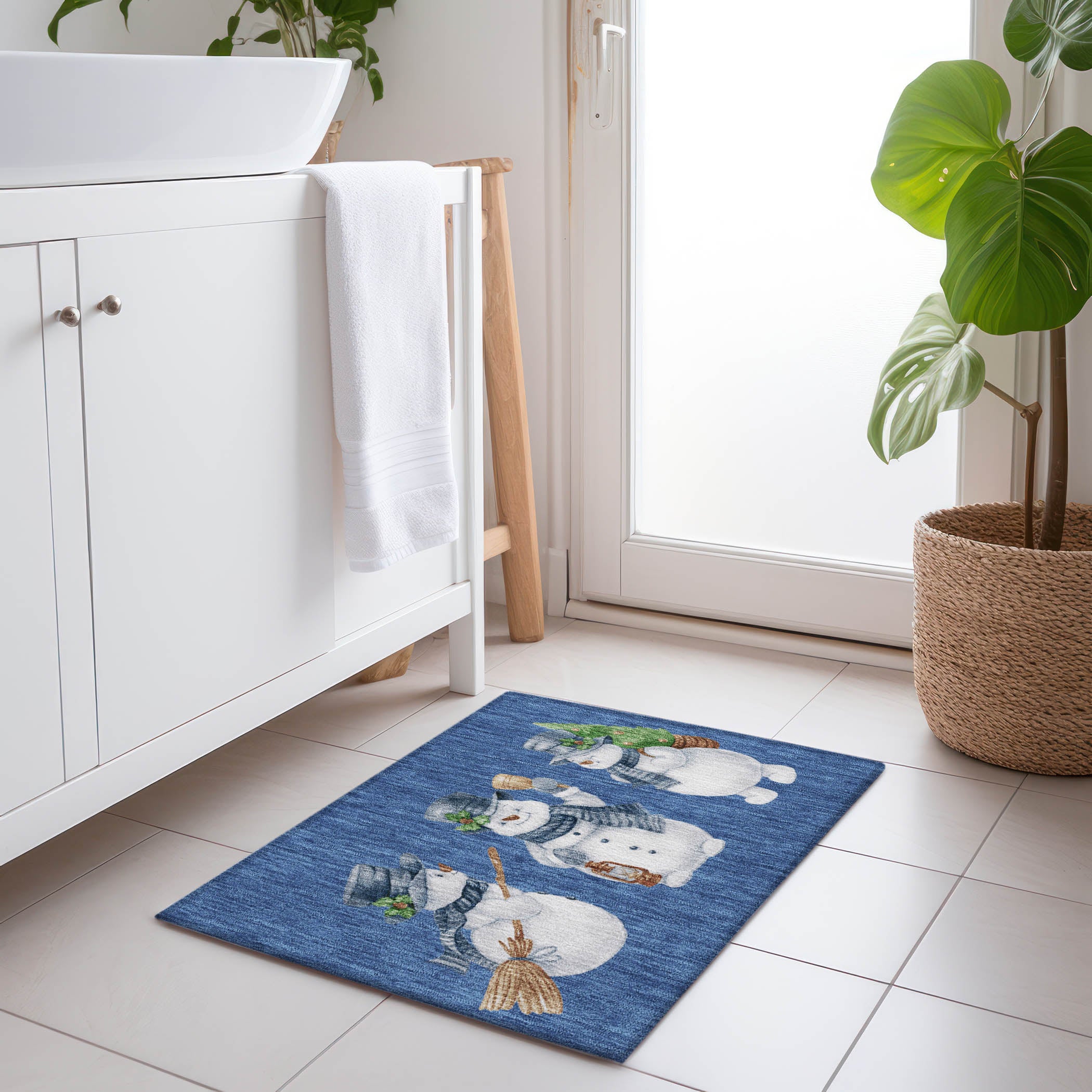 Luxury Machine Washable Indoor/Outdoor Holiday WN34 Navy Blue Rug 1'8" x 2'6" #shape_Rectangle