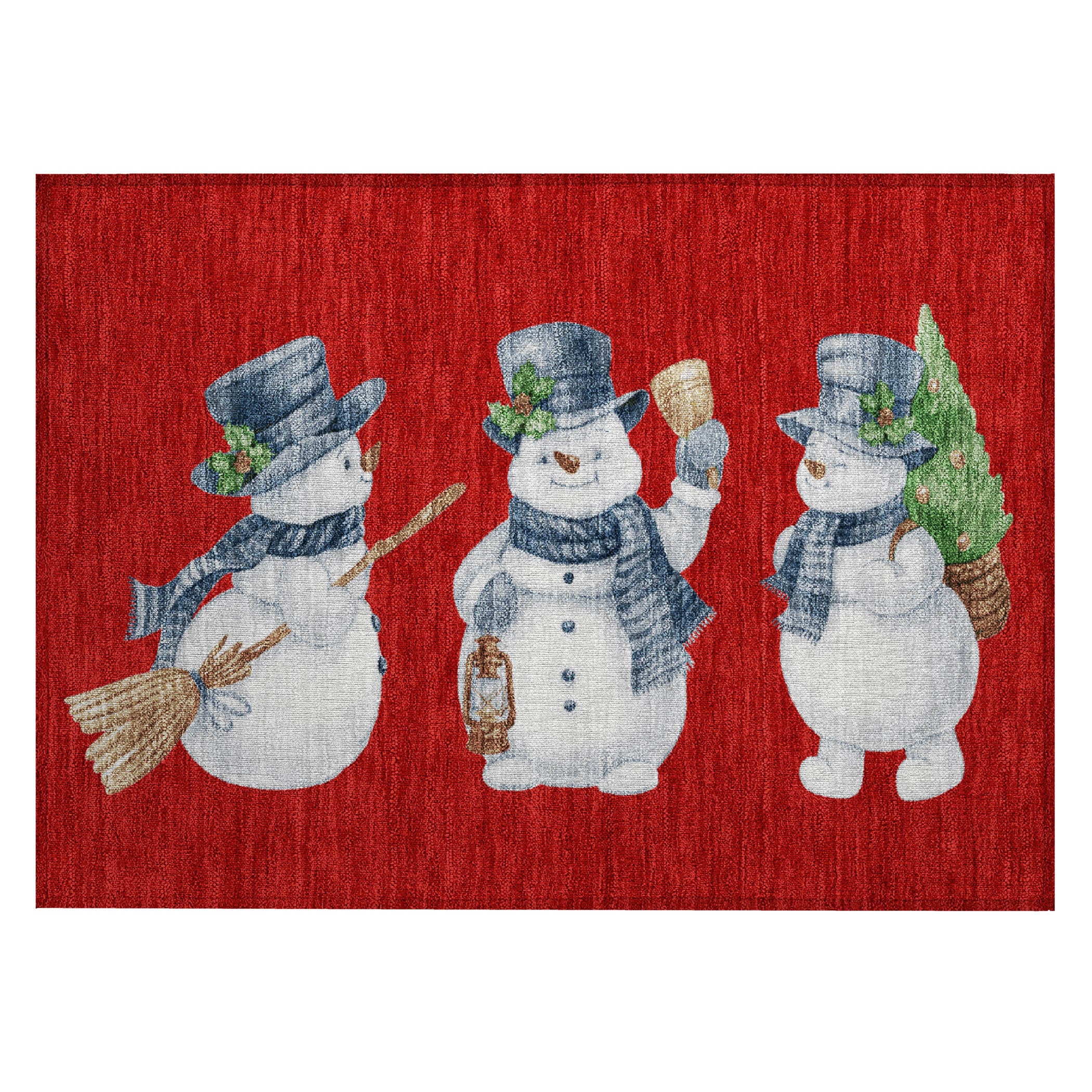 Luxury Machine Washable Indoor/Outdoor Holiday WN34 Red Rug 1'8" x 2'6" #shape_Rectangle