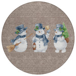 Luxury Machine Washable Indoor/Outdoor Holiday WN34 Taupe Brown Rug 8' x 8' #shape_Round