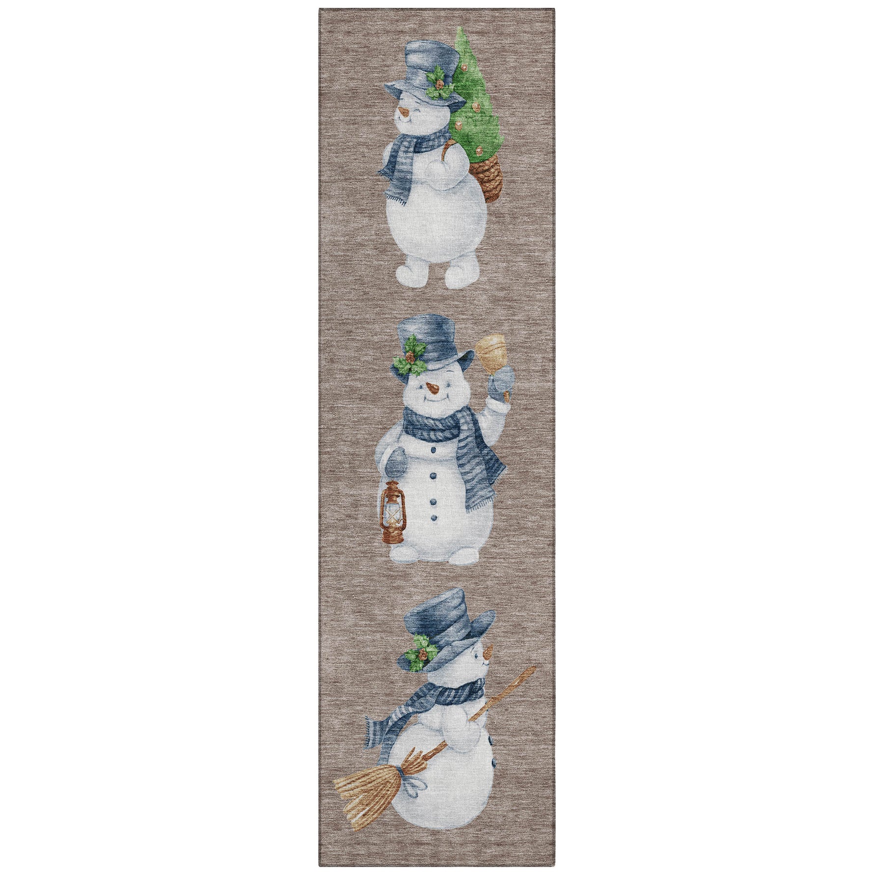 Luxury Machine Washable Indoor/Outdoor Holiday WN34 Taupe Brown Rug 2'3" x 7'6" #shape_Runner