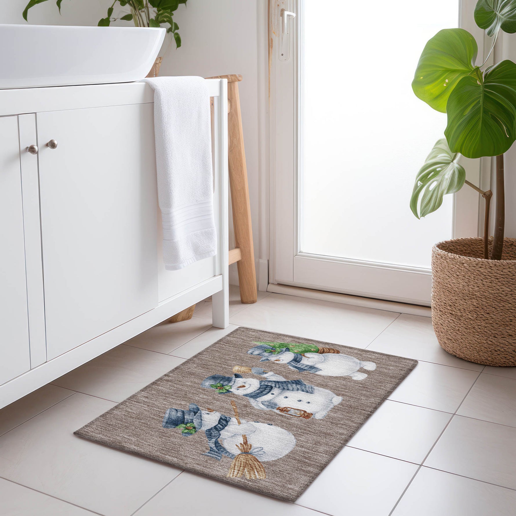 Luxury Machine Washable Indoor/Outdoor Holiday WN34 Taupe Brown Rug 1'8" x 2'6" #shape_Rectangle