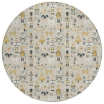 Luxury Machine Washable Indoor/Outdoor Holiday WN35 Beige Ivory Rug 8' x 8' #shape_Round