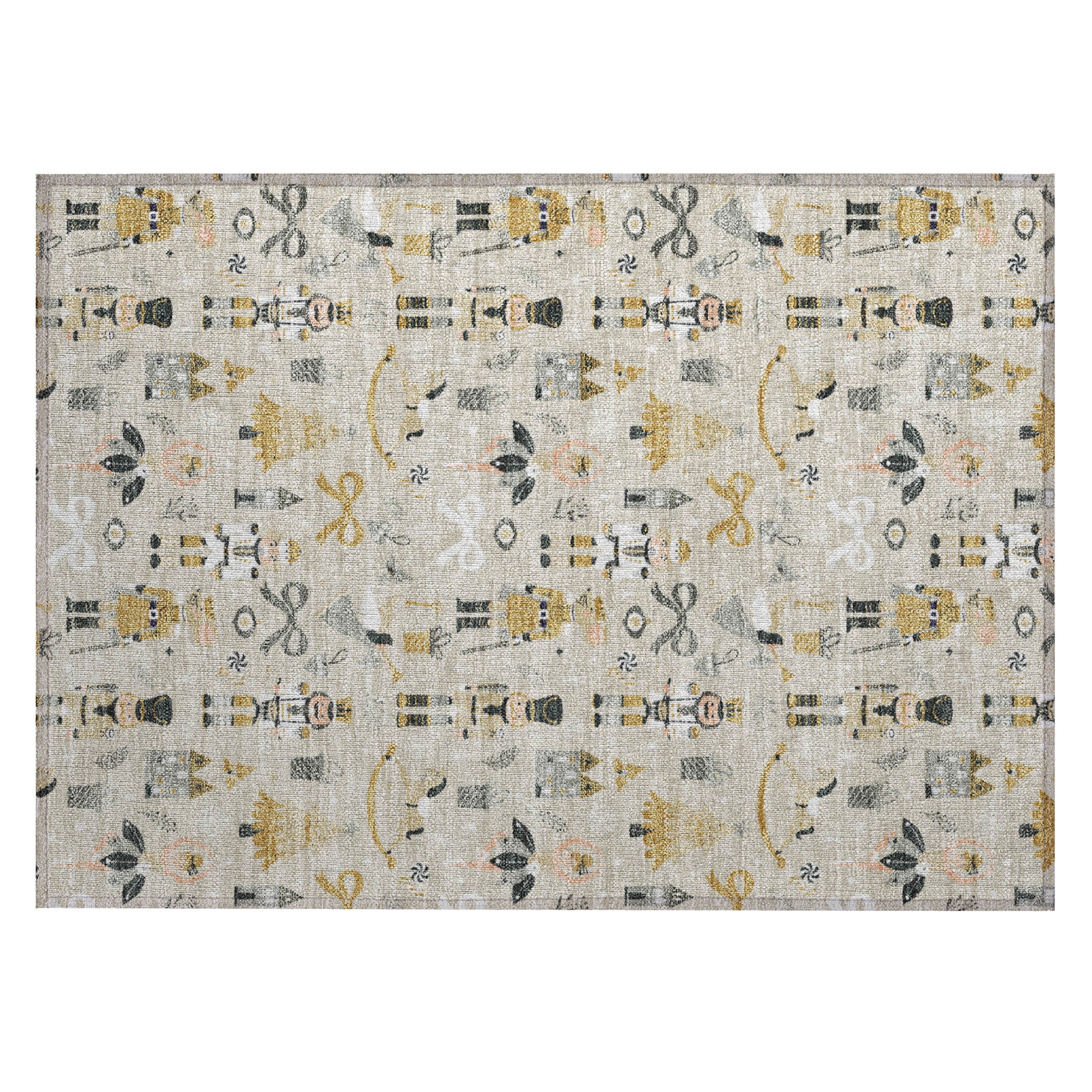 Luxury Machine Washable Indoor/Outdoor Holiday WN35 Beige Ivory Rug 1'8" x 2'6" #shape_Rectangle