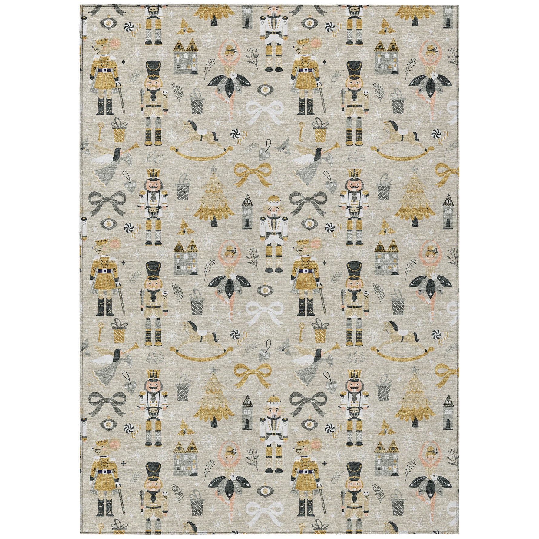 Luxury Machine Washable Indoor/Outdoor Holiday WN35 Beige Ivory Rug 2'6" x 3'10" #shape_Rectangle