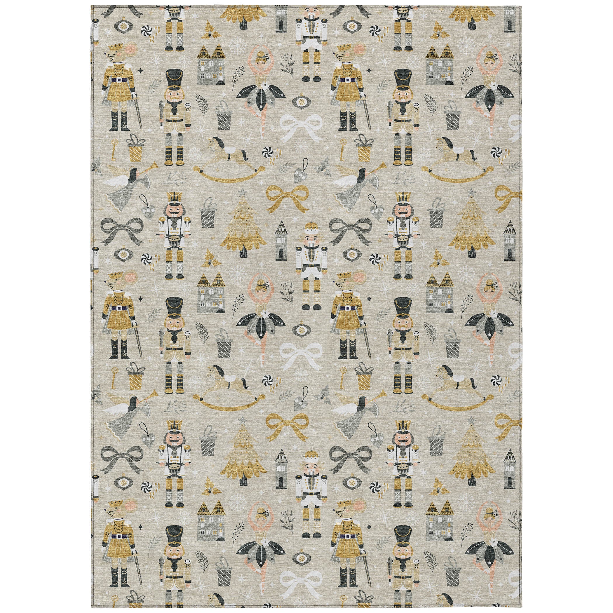 Luxury Machine Washable Indoor/Outdoor Holiday WN35 Beige Ivory Rug 2'6" x 3'10" #shape_Rectangle