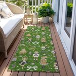 Luxury Machine Washable Indoor/Outdoor Holiday WN35 Green Rug 2'3" x 7'6" #shape_Runner
