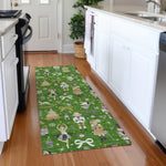 Luxury Machine Washable Indoor/Outdoor Holiday WN35 Green Rug 2'3" x 7'6" #shape_Runner