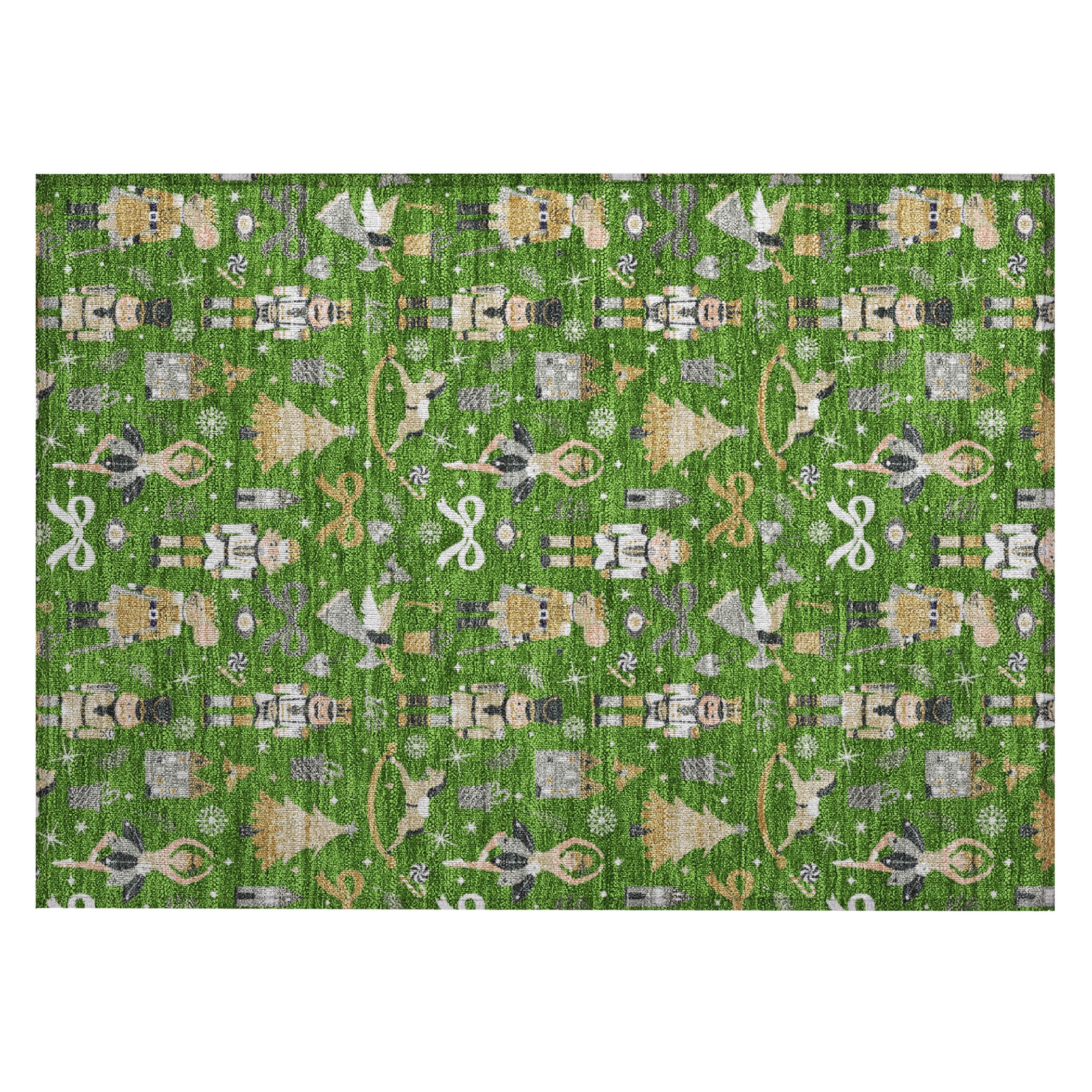 Luxury Machine Washable Indoor/Outdoor Holiday WN35 Green Rug 1'8" x 2'6" #shape_Rectangle