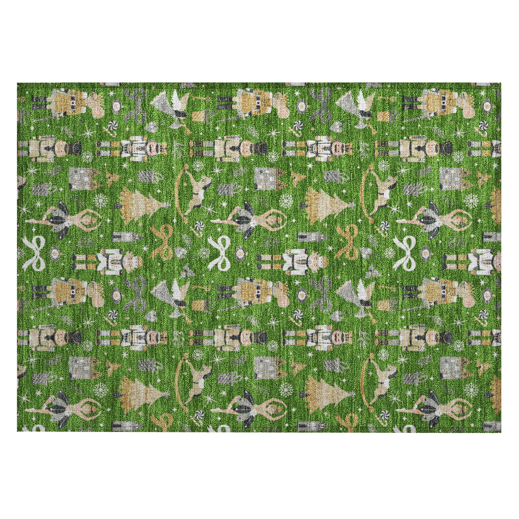 Luxury Machine Washable Indoor/Outdoor Holiday WN35 Green Rug 1'8" x 2'6" #shape_Rectangle
