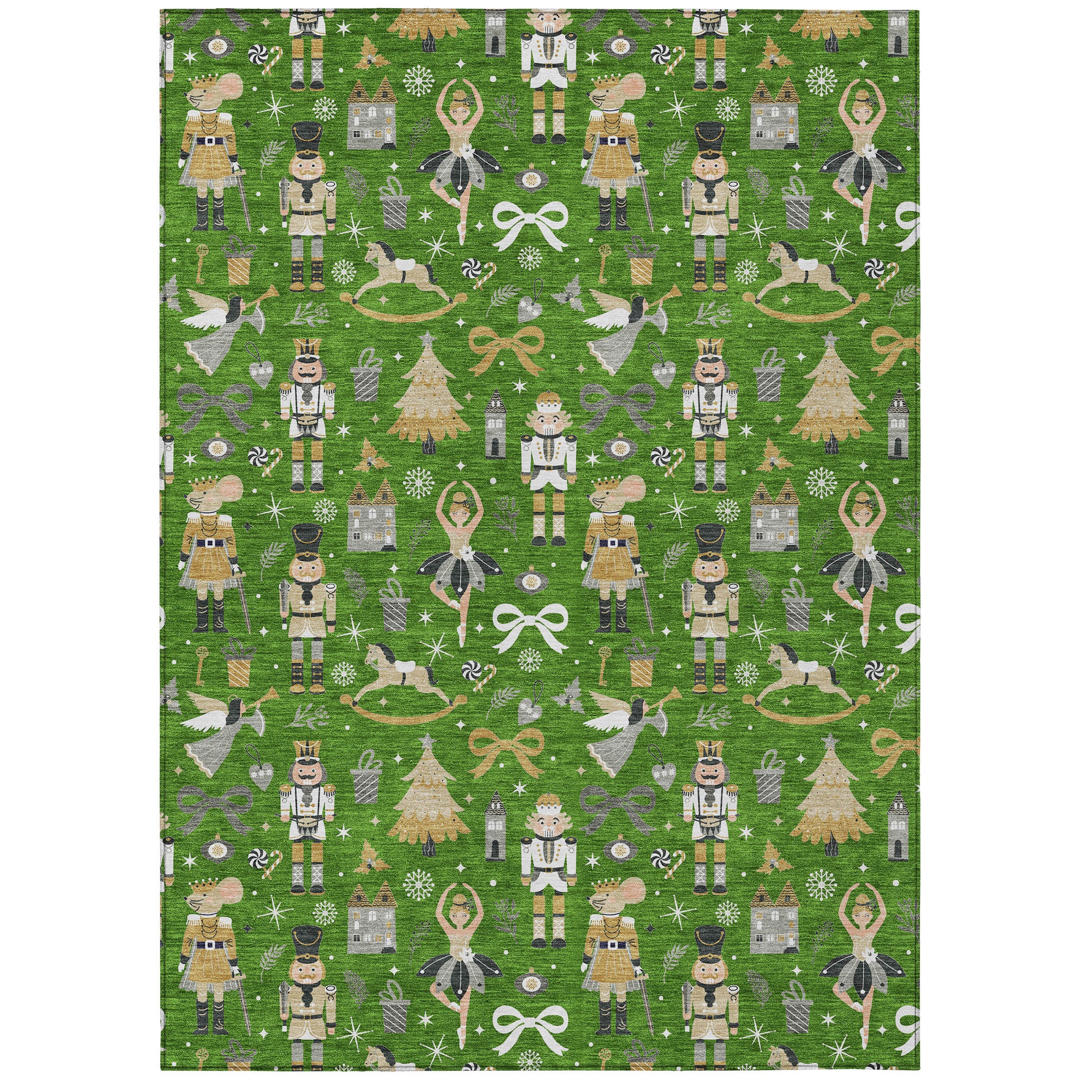 Luxury Machine Washable Indoor/Outdoor Holiday WN35 Green Rug 2'6" x 3'10" #shape_Rectangle