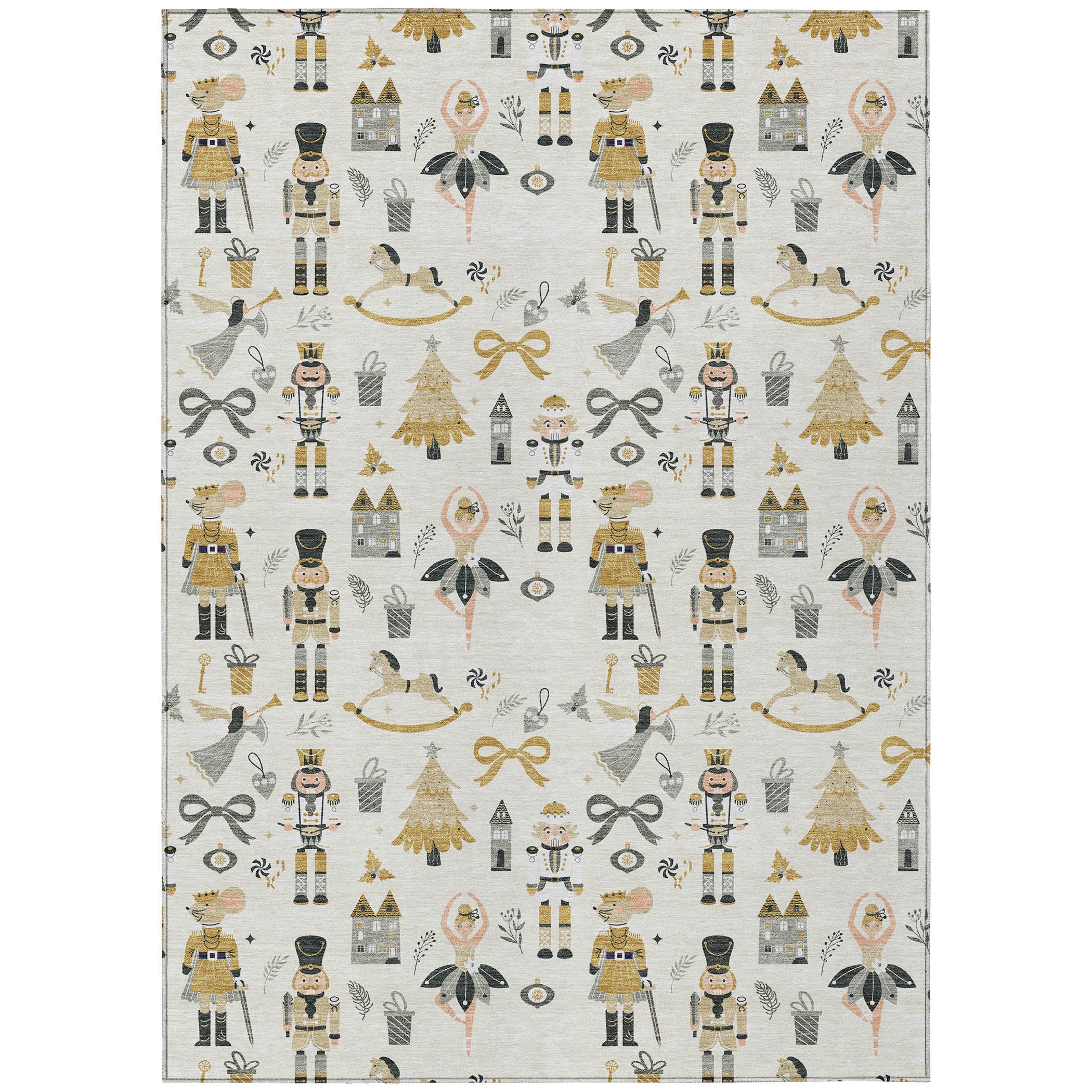 Luxury Machine Washable Indoor/Outdoor Holiday WN35 Ivory Rug 2'6" x 3'10" #shape_Rectangle
