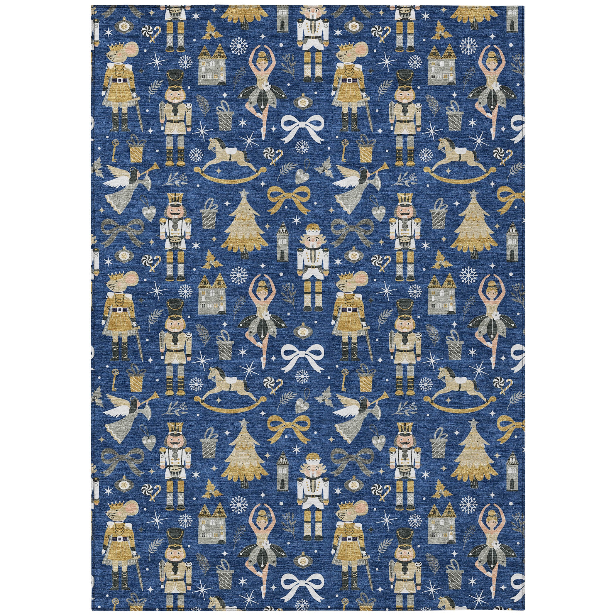 Luxury Machine Washable Indoor/Outdoor Holiday WN35 Navy Blue Rug 2'6" x 3'10" #shape_Rectangle