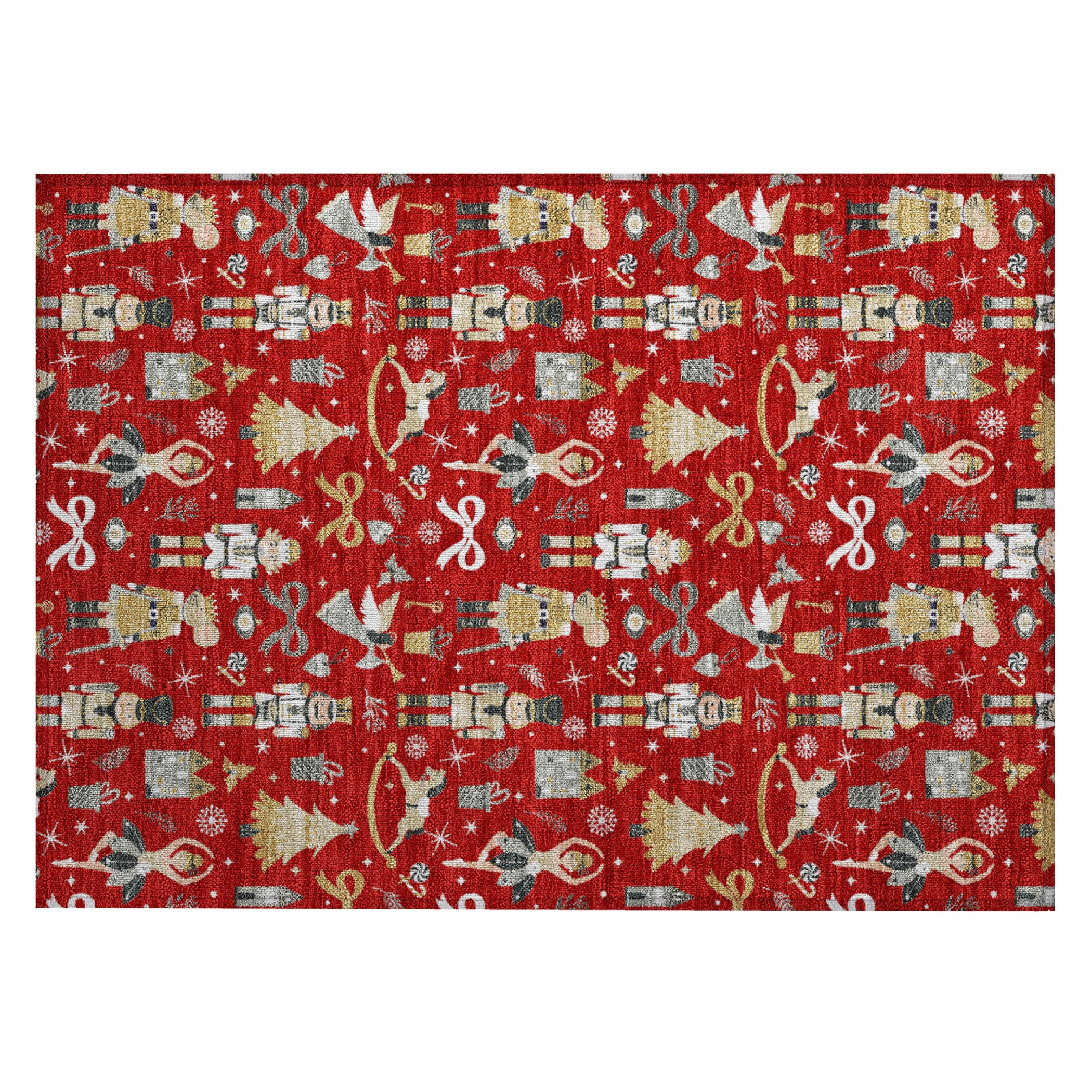 Luxury Machine Washable Indoor/Outdoor Holiday WN35 Red Rug 1'8" x 2'6" #shape_Rectangle