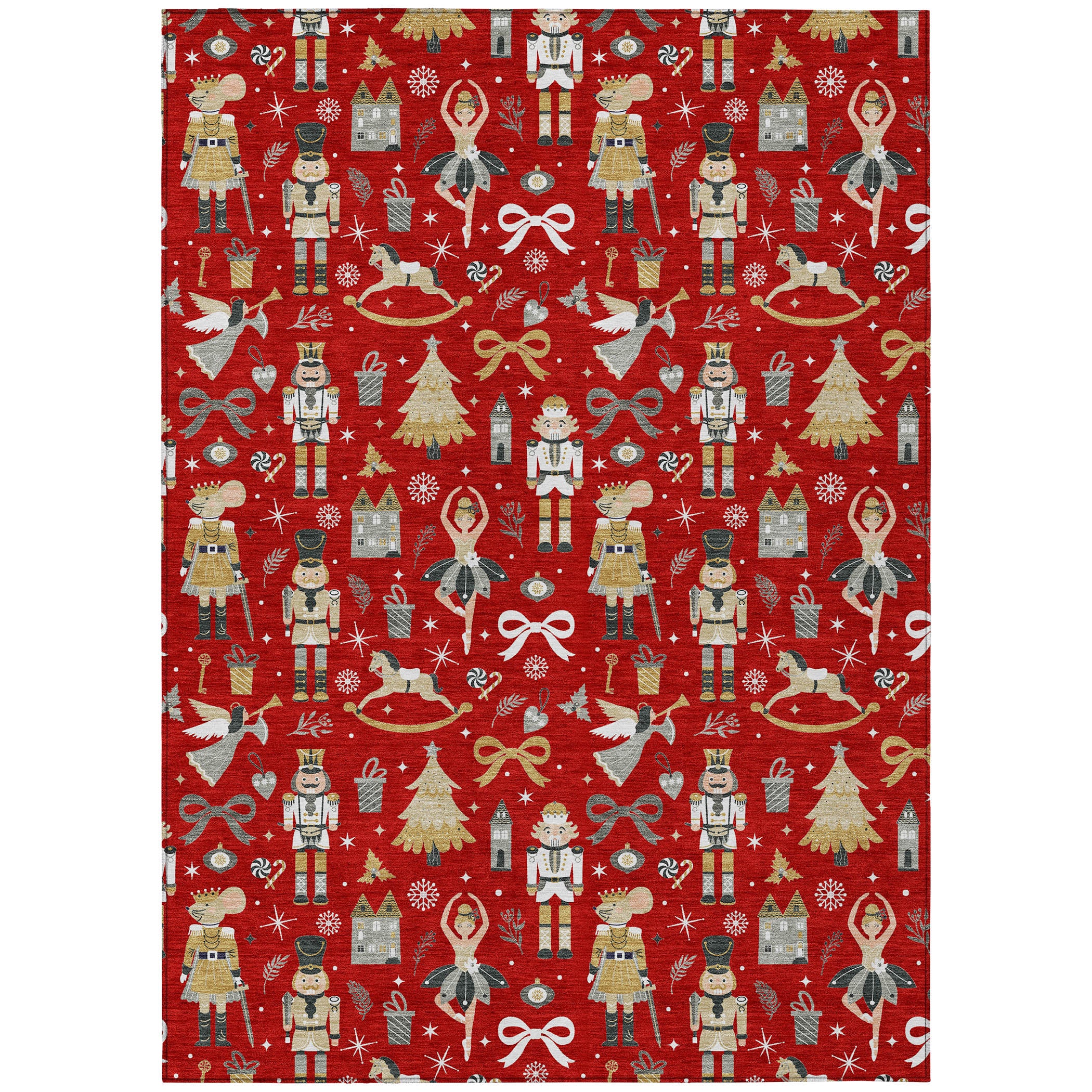 Luxury Machine Washable Indoor/Outdoor Holiday WN35 Red Rug 2'6" x 3'10" #shape_Rectangle