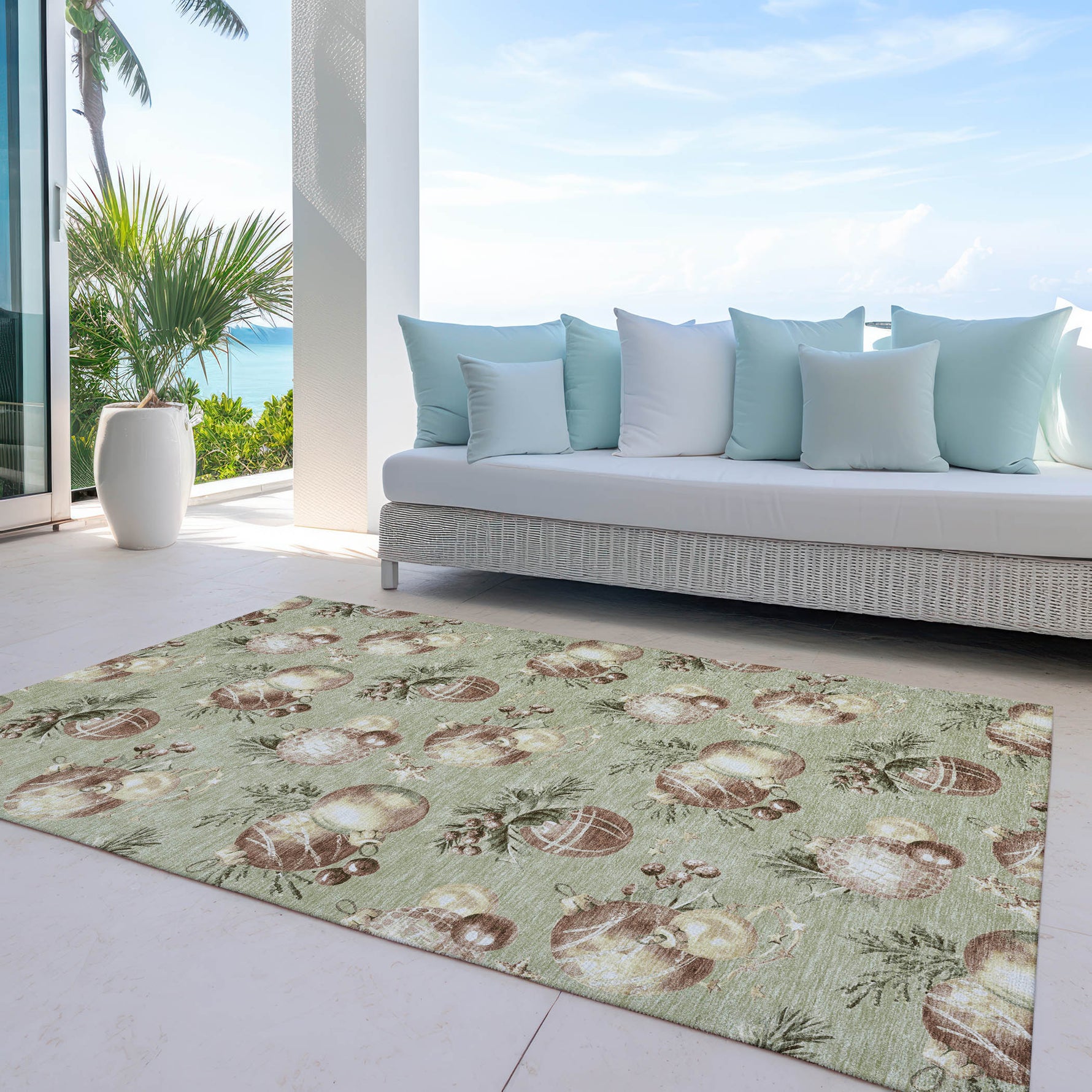 Luxury Machine Washable Indoor/Outdoor Holiday WN36 Aloe Green Rug 2'6" x 3'10" #shape_Rectangle