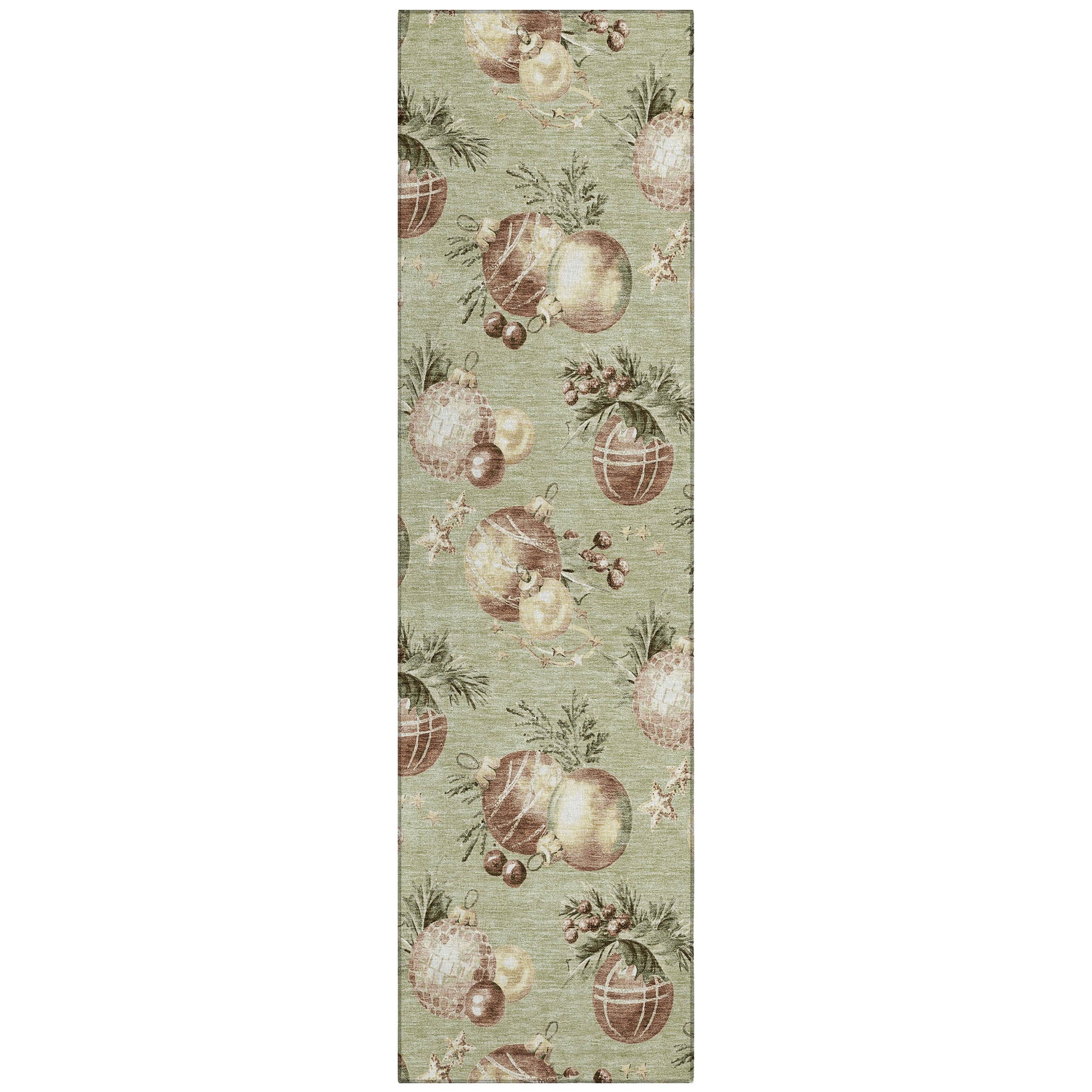 Luxury Machine Washable Indoor/Outdoor Holiday WN36 Aloe Green Rug 2'3" x 7'6" #shape_Runner