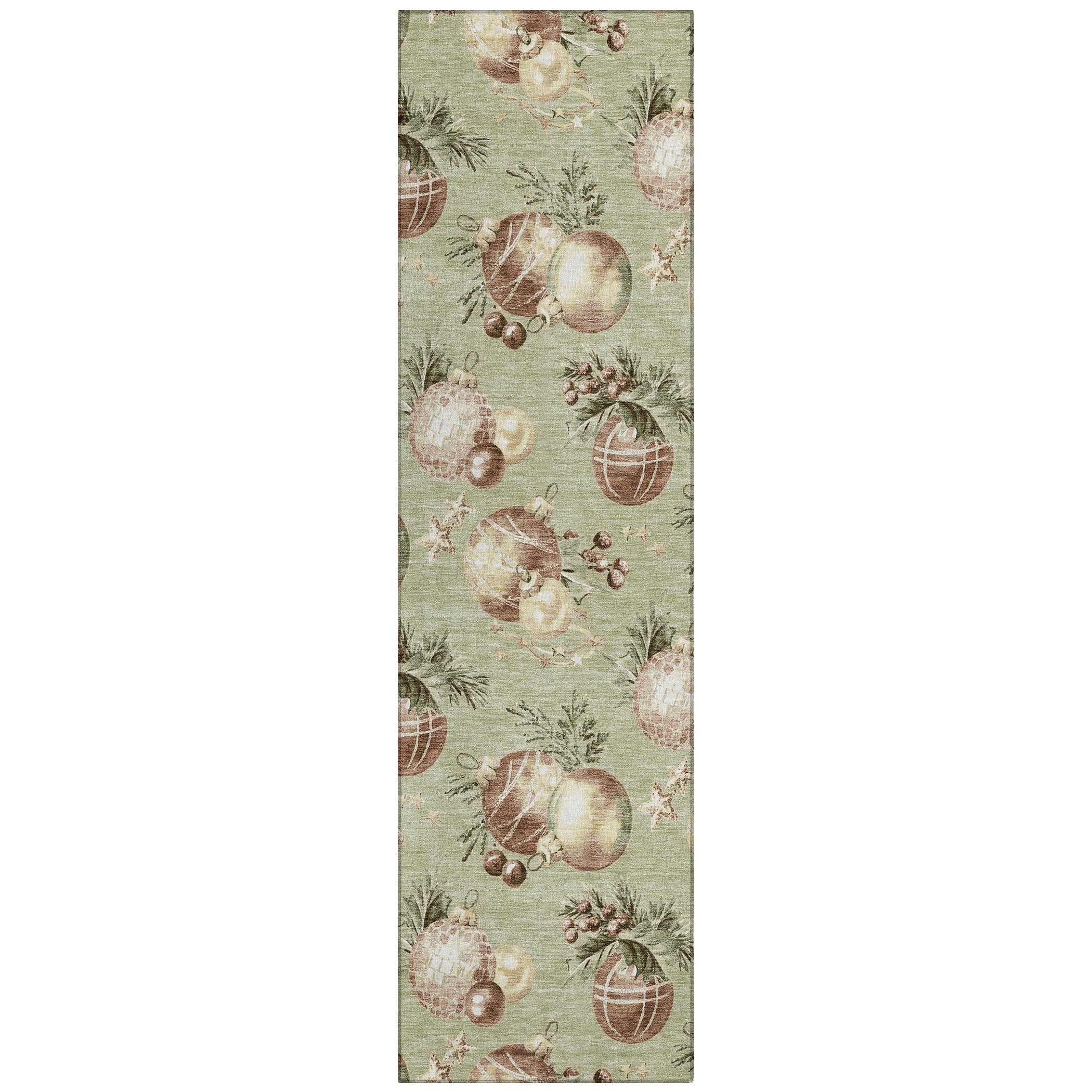 Luxury Machine Washable Indoor/Outdoor Holiday WN36 Aloe Green Rug 2'3" x 7'6" #shape_Runner