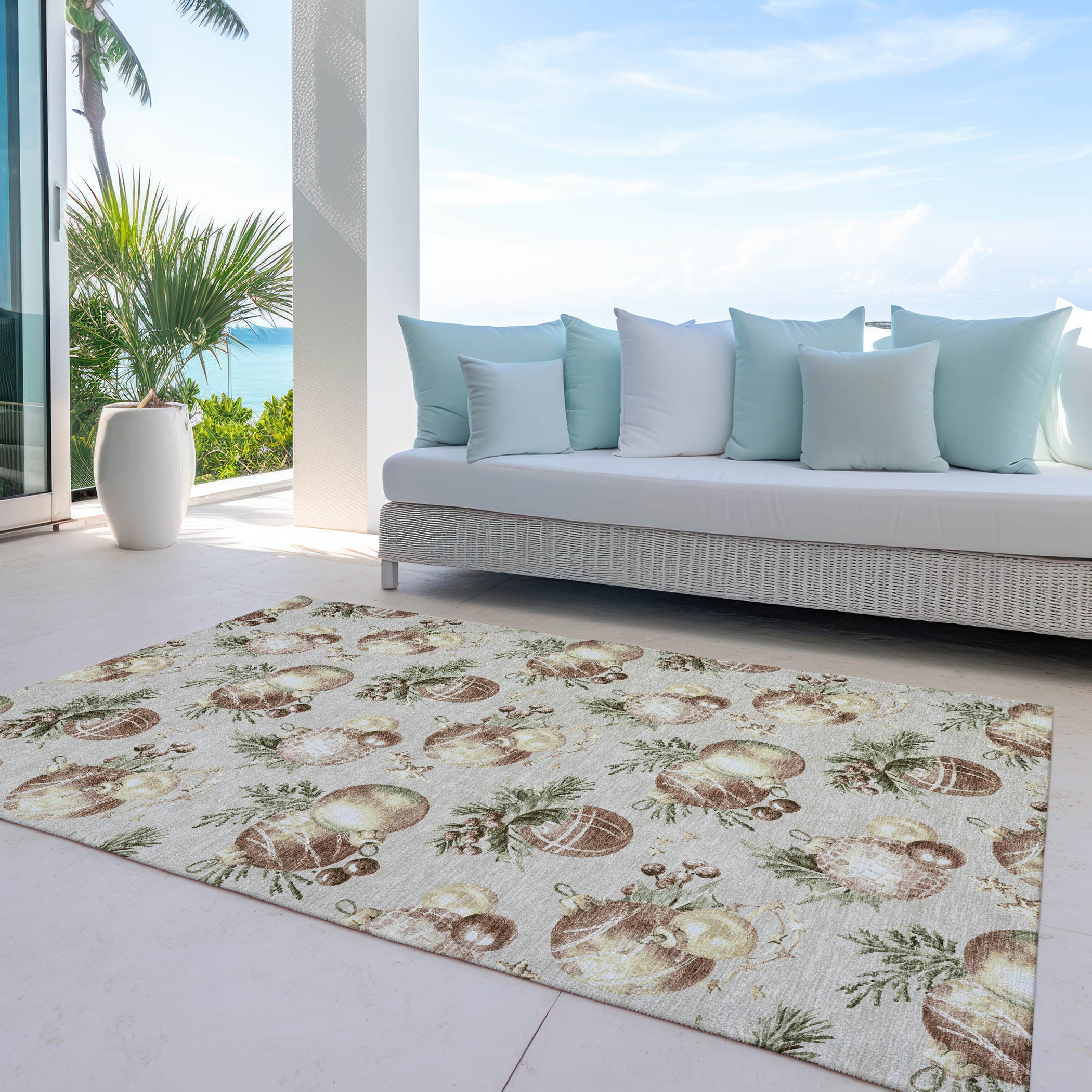 Luxury Machine Washable Indoor/Outdoor Holiday WN36 Beige Ivory Rug 2'6" x 3'10" #shape_Rectangle