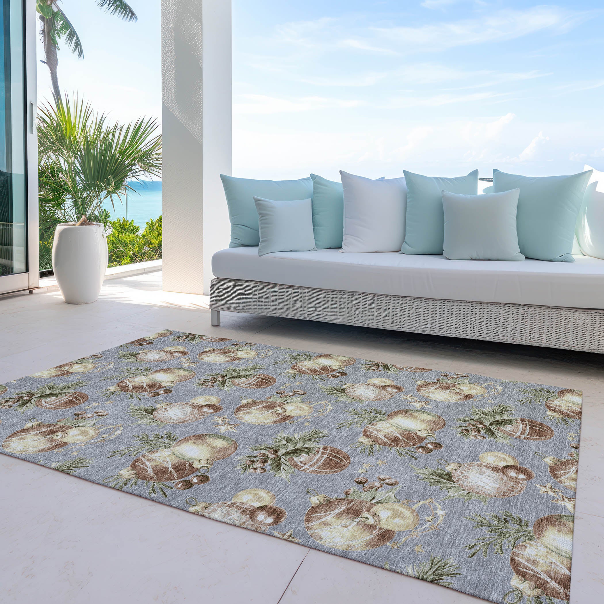 Luxury Machine Washable Indoor/Outdoor Holiday WN36 Gray Rug 2'6" x 3'10" #shape_Rectangle