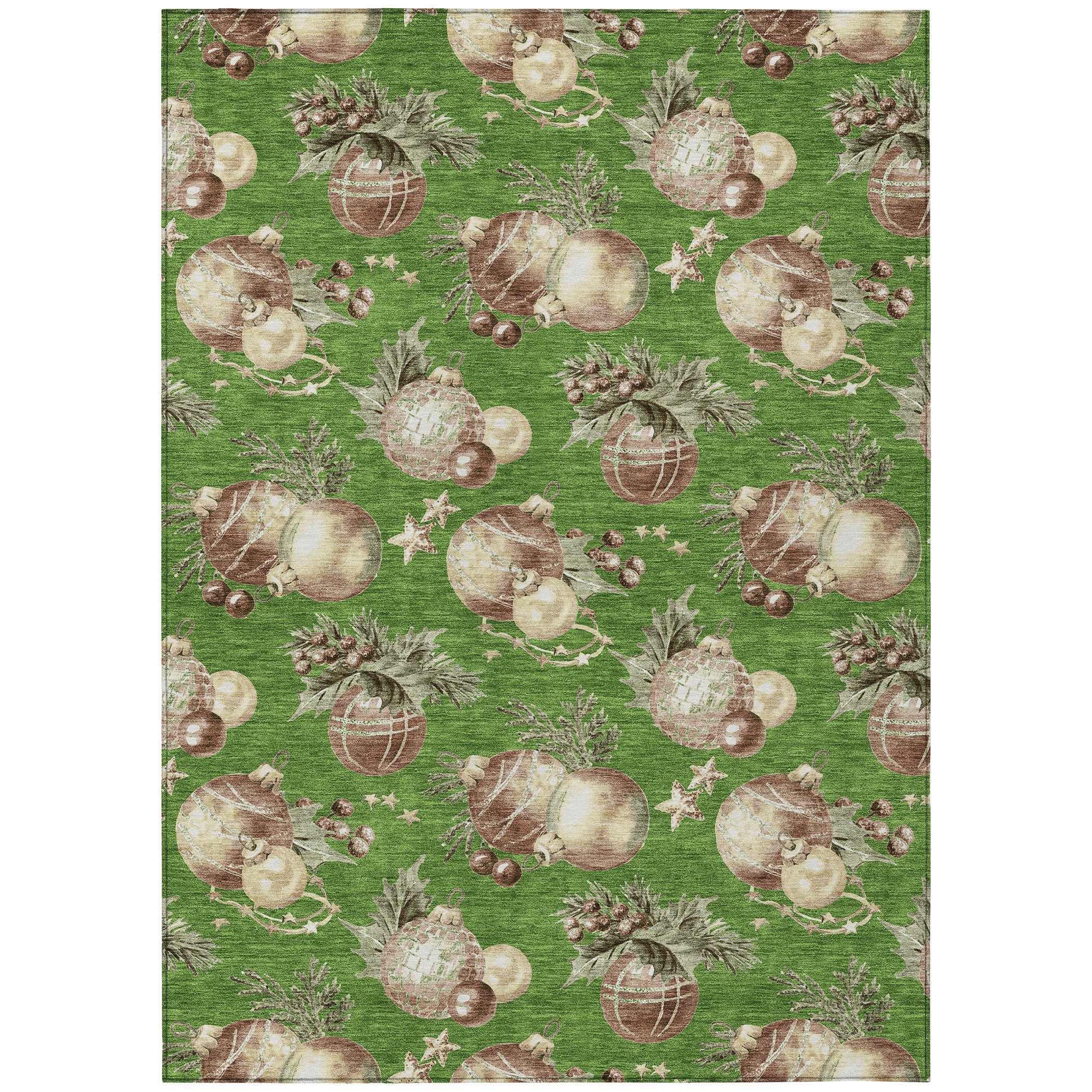 Luxury Machine Washable Indoor/Outdoor Holiday WN36 Green Rug 2'6" x 3'10" #shape_Rectangle