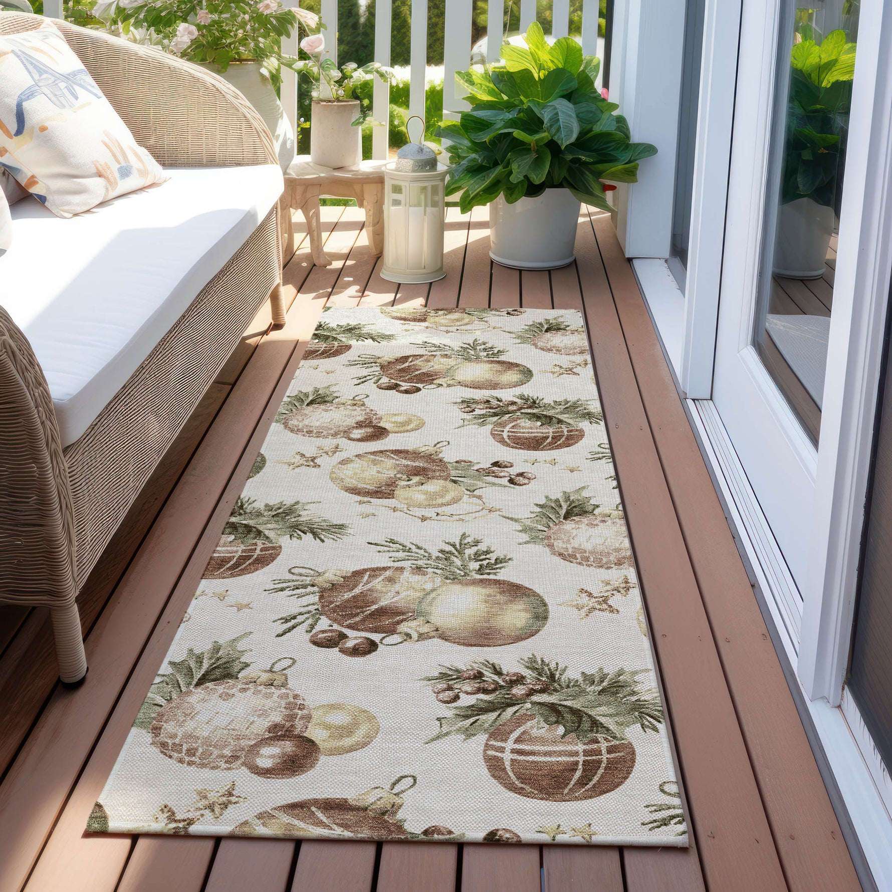 Luxury Machine Washable Indoor/Outdoor Holiday WN36 Ivory Rug 2'3" x 7'6" #shape_Runner