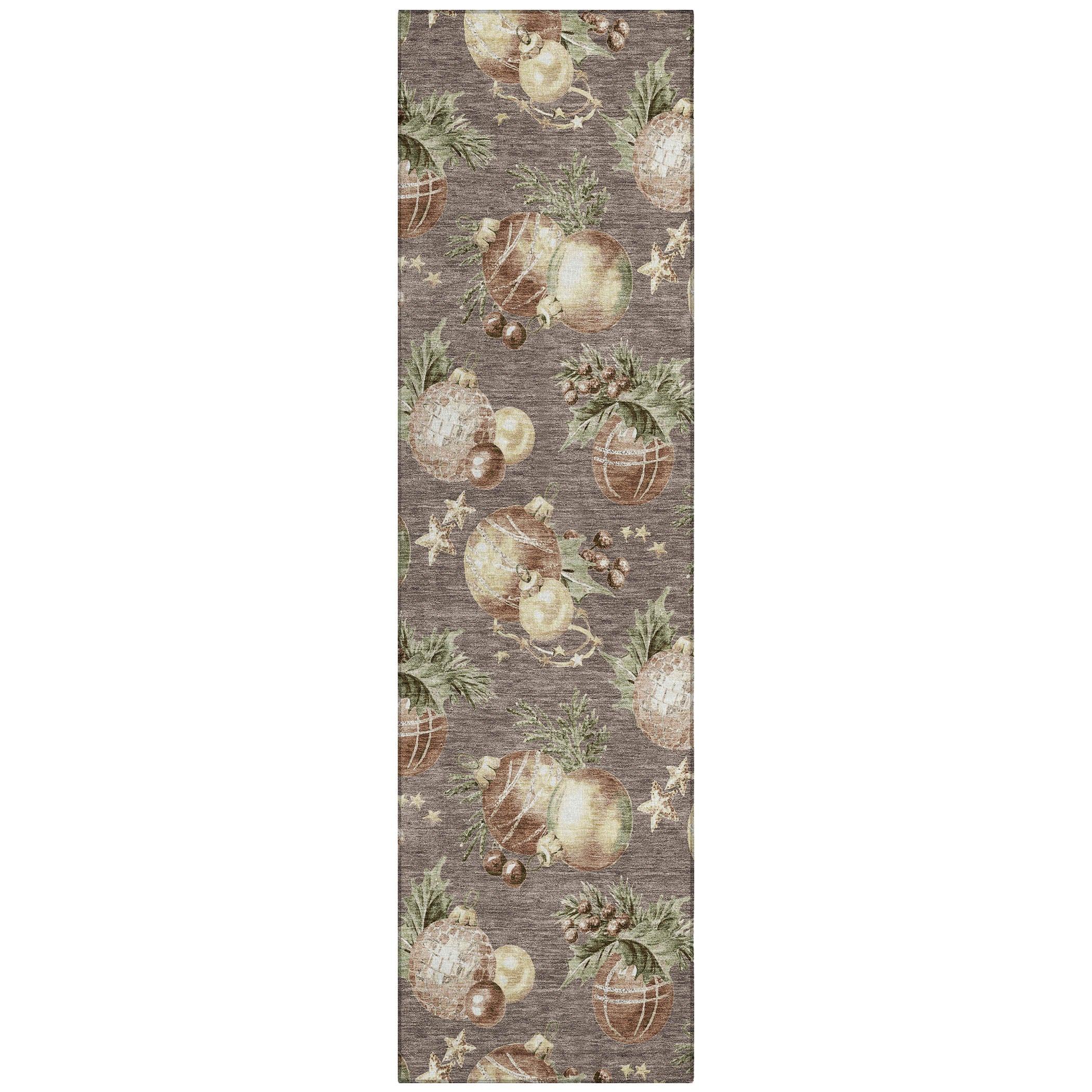 Luxury Machine Washable Indoor/Outdoor Holiday WN36 Taupe Brown Rug 2'3" x 7'6" #shape_Runner