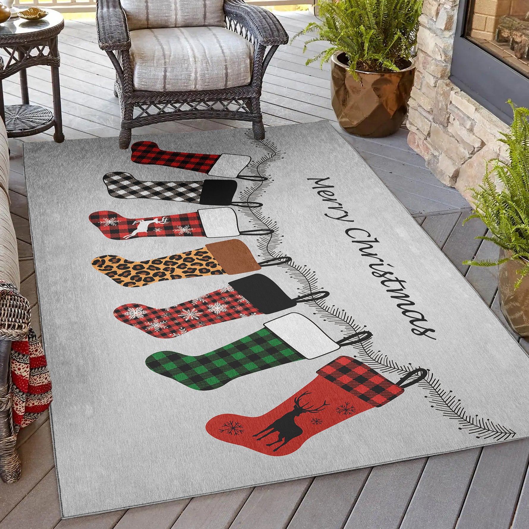 Luxury Machine Washable Indoor/Outdoor Holiday WN5 Silver Gray Rug 2'6" x 3'10" #shape_Rectangle
