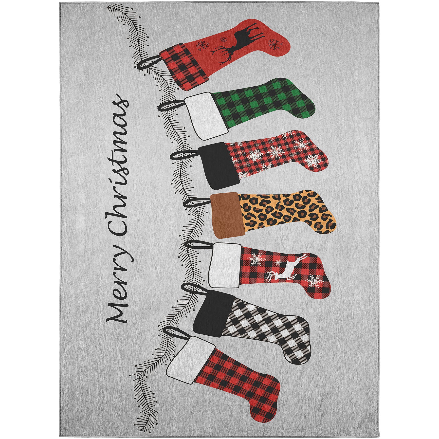 Luxury Machine Washable Indoor/Outdoor Holiday WN5 Silver Gray Rug 2'6" x 3'10" #shape_Rectangle